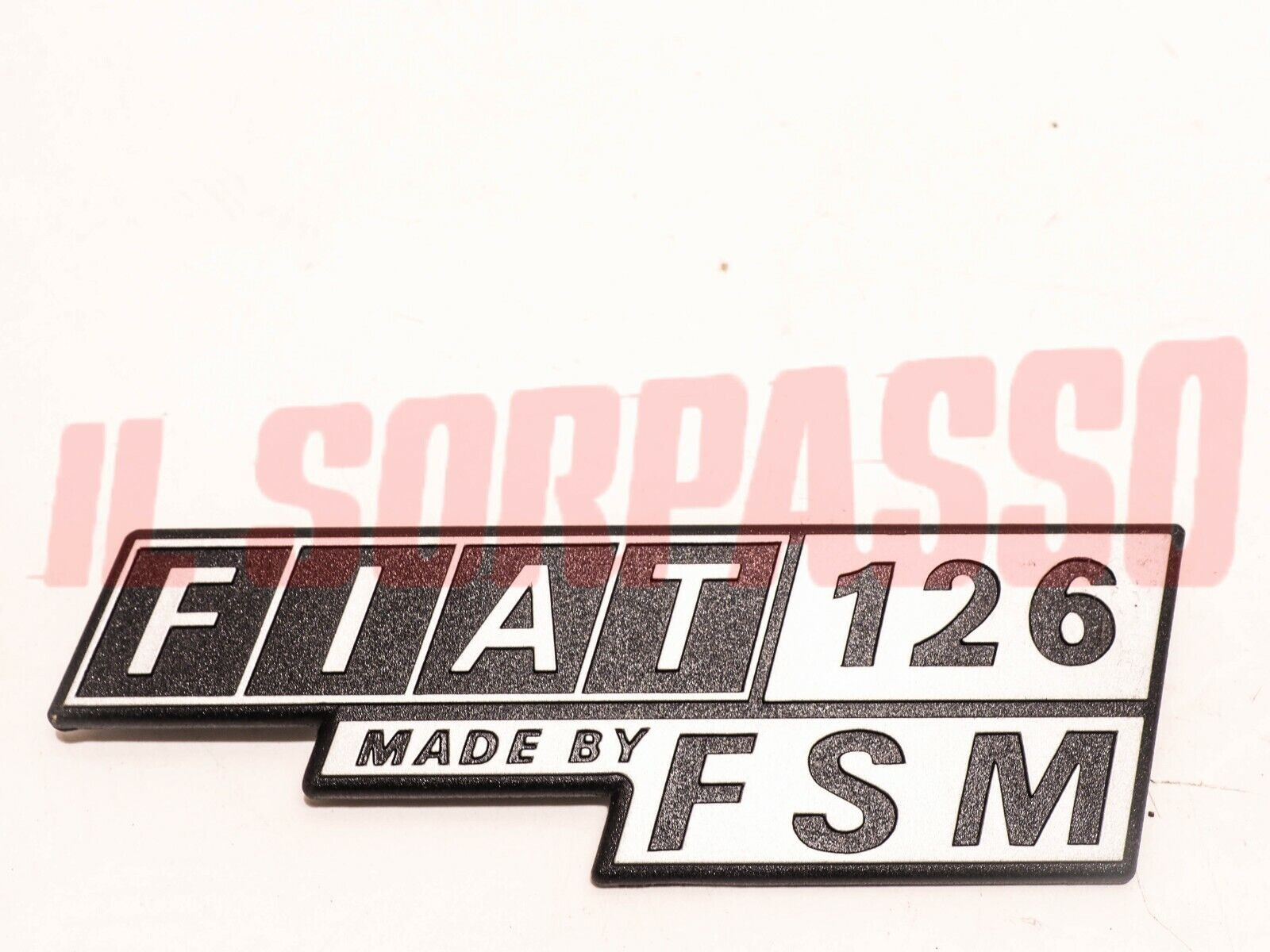 SCRITTA SIGLA COFANO POSTERIORE FIAT 126 FSM IN PLASTICA ORIGINALE
