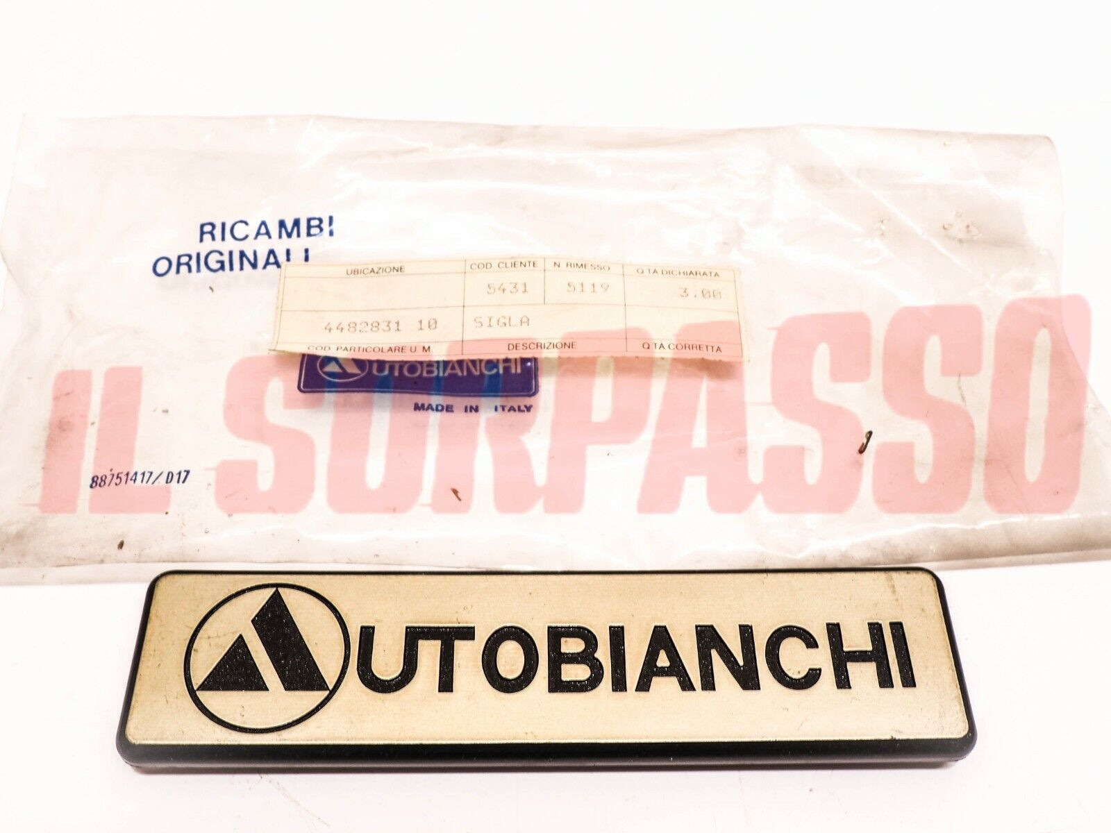 SCRITTA SIGLA PORTELLONE POSTERIORE A112 4 SERIE GOLD RING ORIGINALE