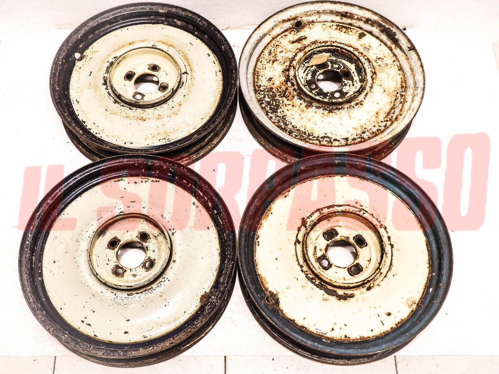 CERCHI RUOTA FIAT TOPOLINO 500 C 2 SERIE + BELVEDERE ORIGINALI BORDO VIVO