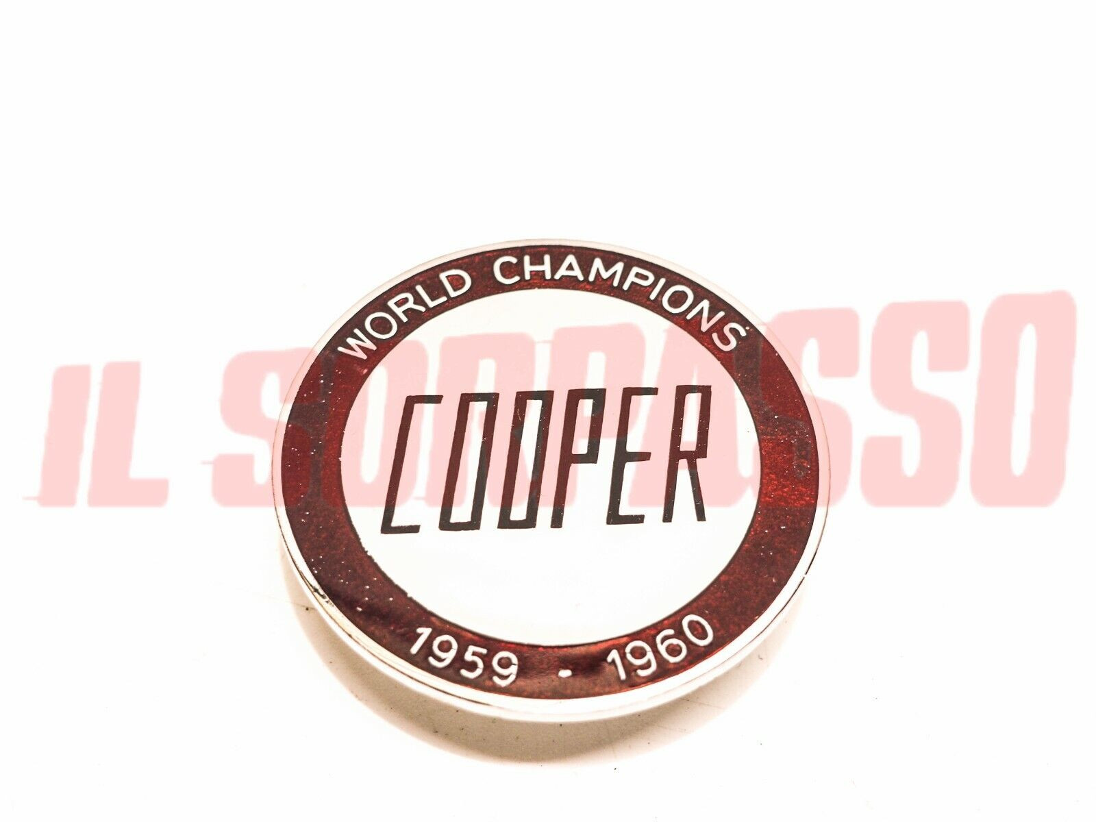 STEMMA SCRITTA LOGO SMALTATO COOPER WORLD CHAMPIONS 1959-60 INNOCENTI MINI MINOR