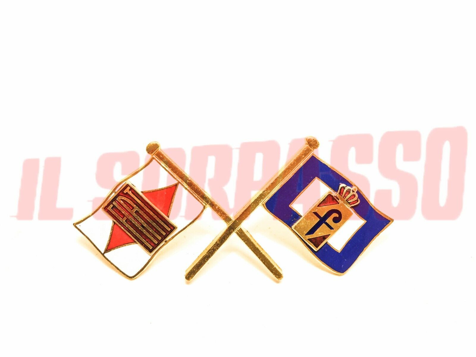 STEMMA SCRITTA LOGO SMALTATO BANDIERINA INCROCIATA PININFARINA FIAT 1100 TV