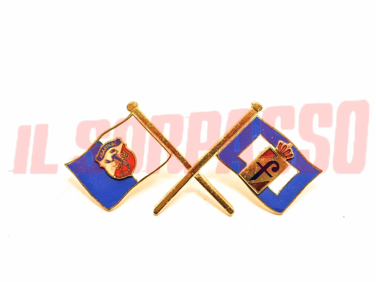 STEMMA SCRITTA LOGO SMALTATO BANDIERINA INCROCIATA PININFARINA ABARTH