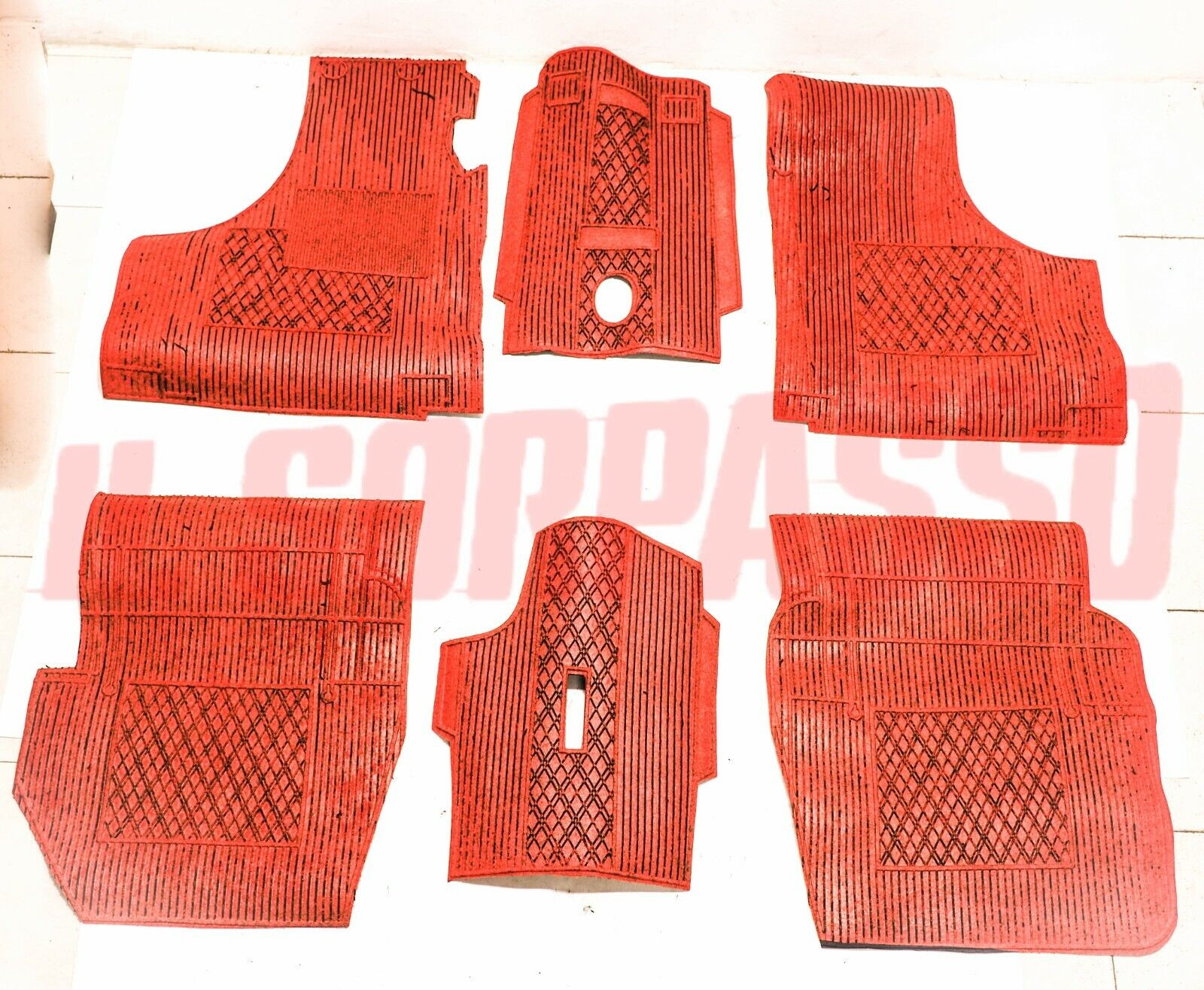 TAPPETI GOMMA INTERNI ROSSI FIAT 600 D - E