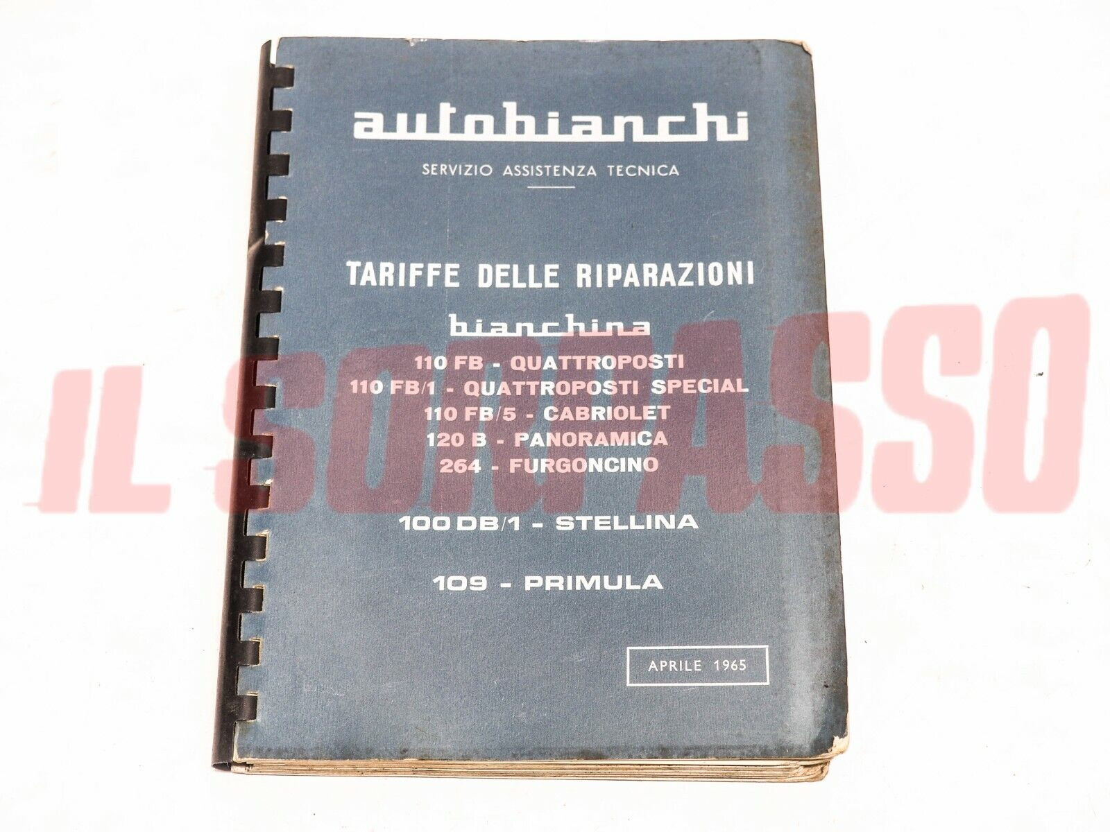 LIBRETTO TARIFFE DELLE RIPARAZIONI AUTOBIANCHI ORIGINALE APRILE 1965