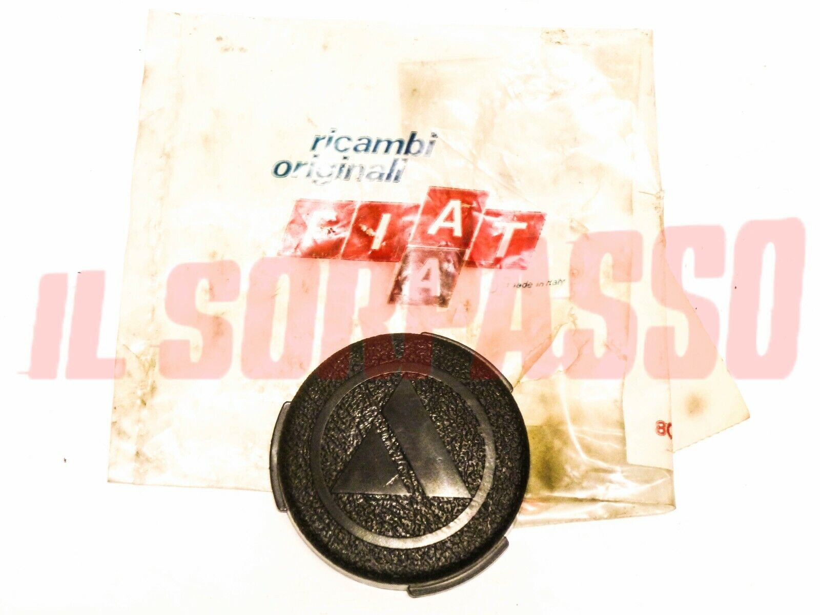 PULSANTE CLACSON VOLANTE STERZO AUTOBIANCHI A112 ORIGINALE LOGO NERO