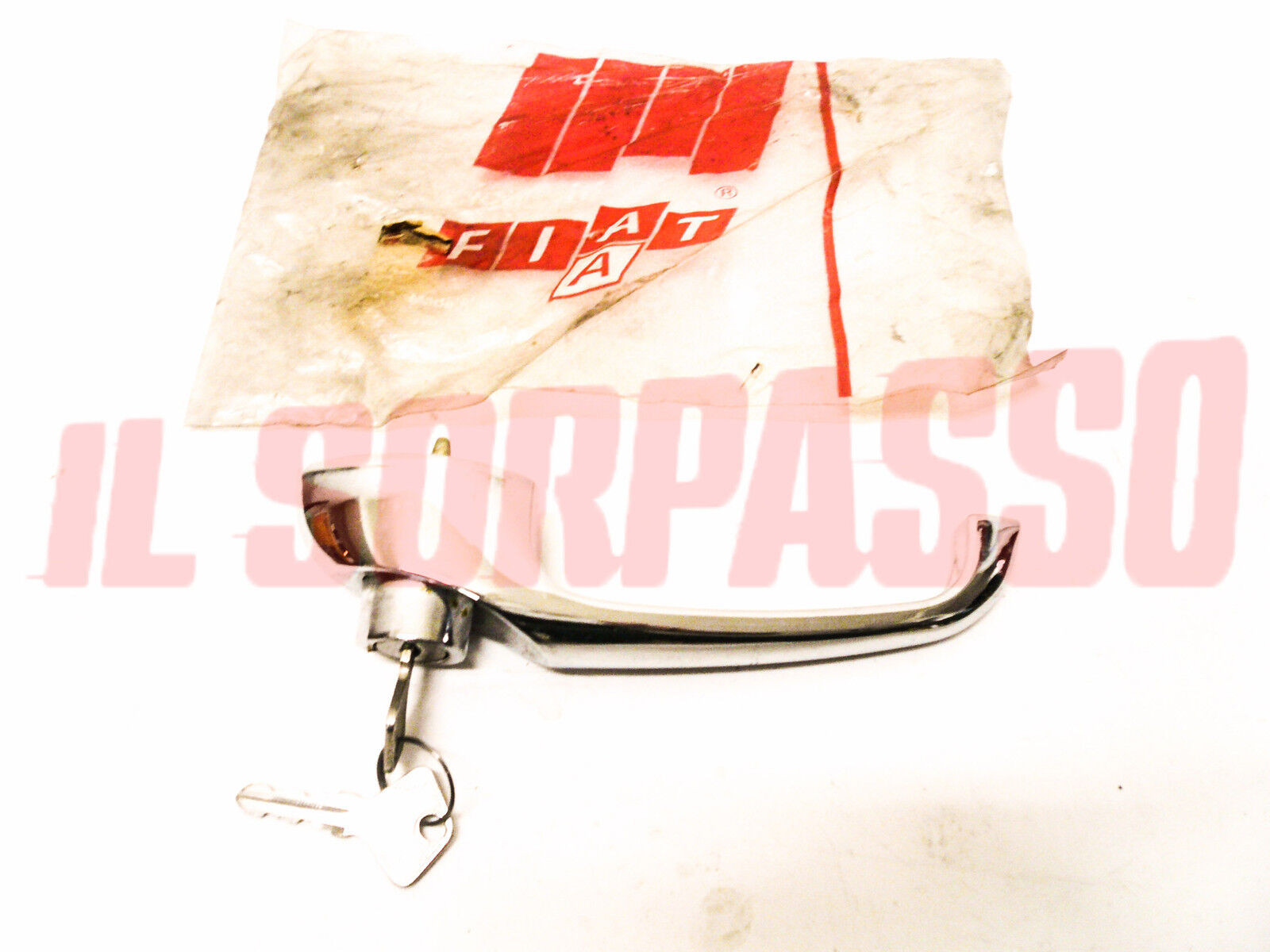 MANIGLIA PORTA CROMATA CON CHIAVE FIAT 900 T E CORIASCO A PULSANTE ORIGINALE