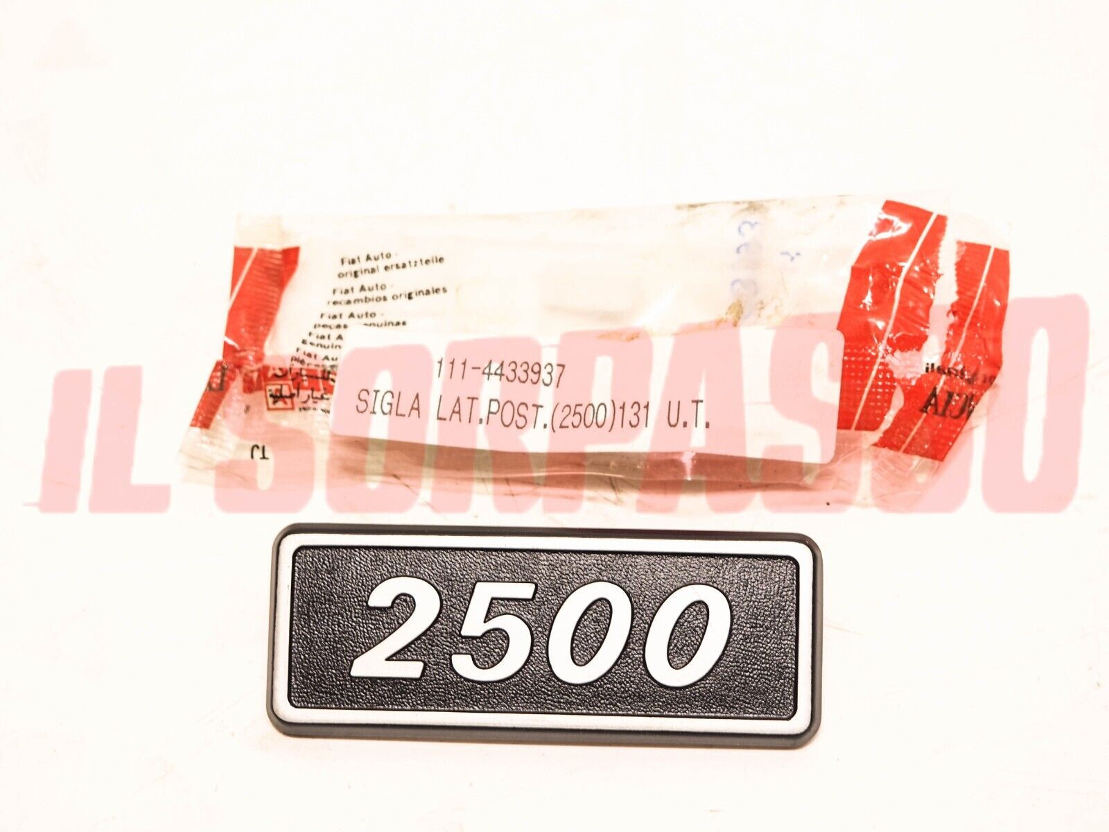 SCRITTA SIGLA POSTERIORE 2500 FIAT 131 ORIGINALE 4433937 IN ALLUMINIO