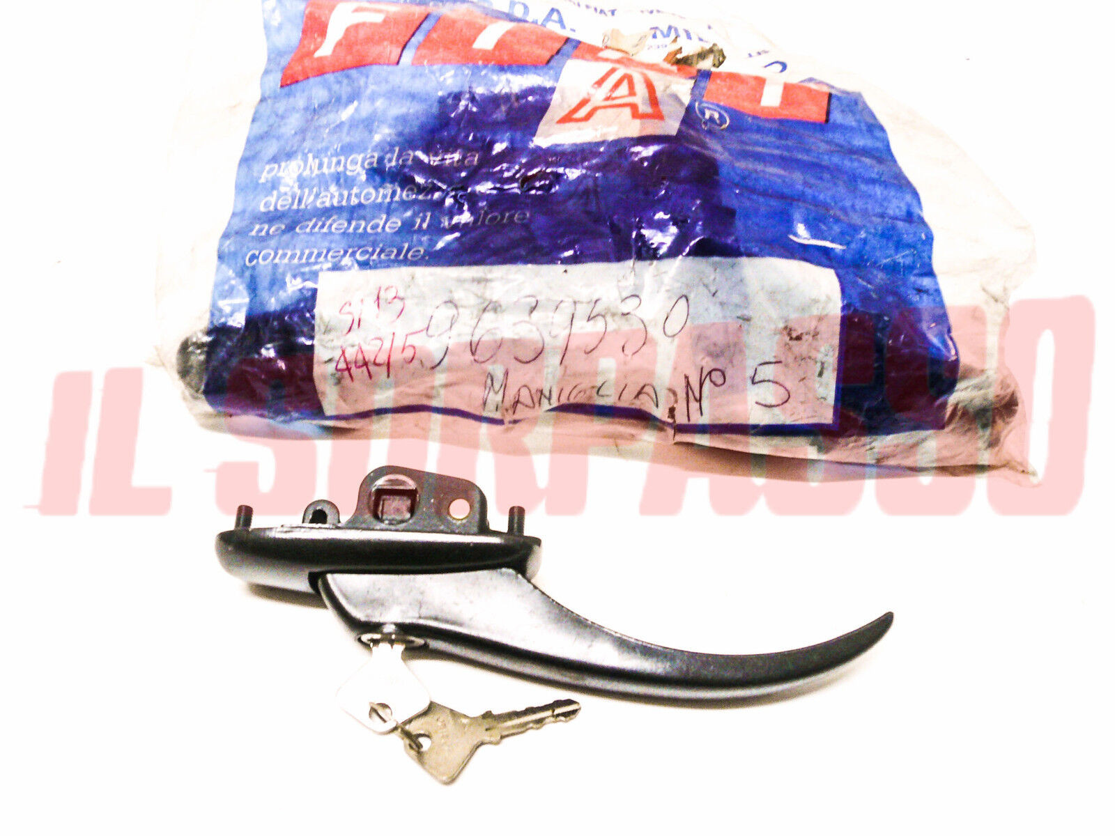 MANIGLIA PORTA ANTERIORE + CHIAVE FIAT 900 T E PULMINO FAMILIARE ORIGINALE NERA