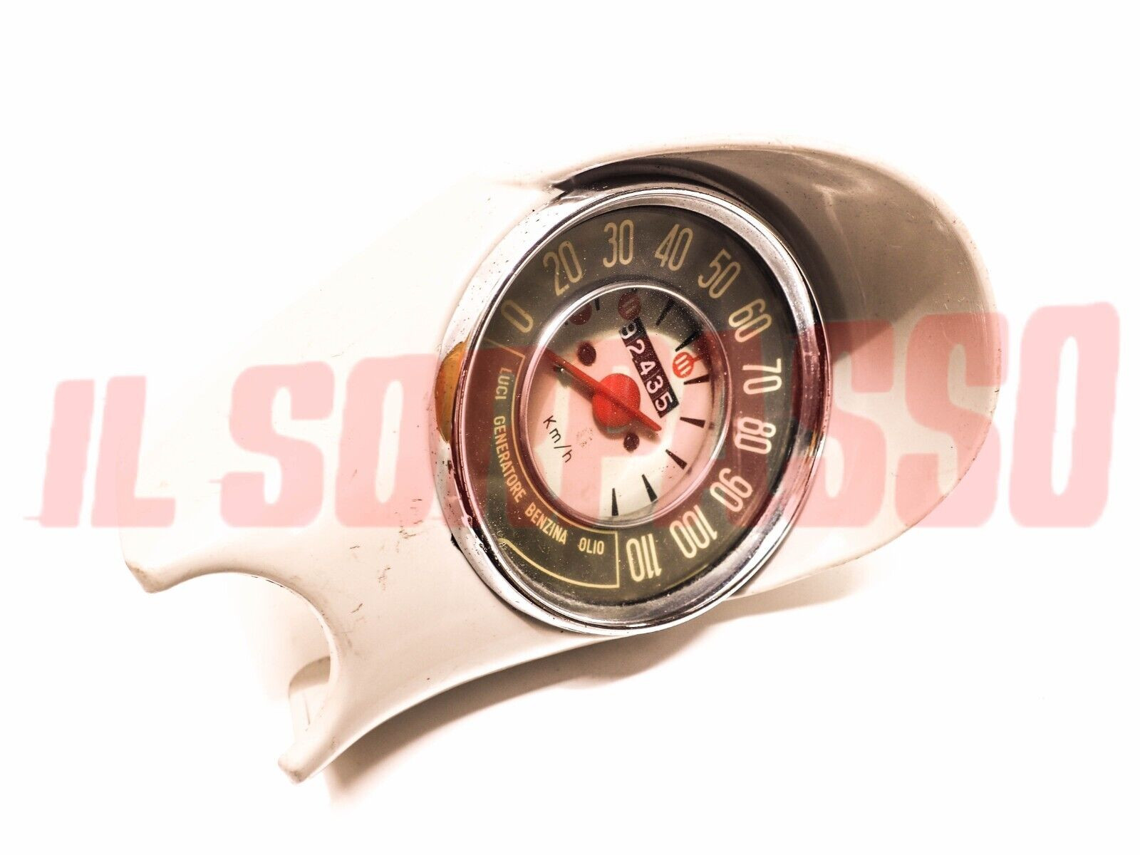 STRUMENTO CONTACHILOMETRI CRUSCOTTO + GUSCIO + GUARNIZIONE FIAT 500 D ORIGINALE