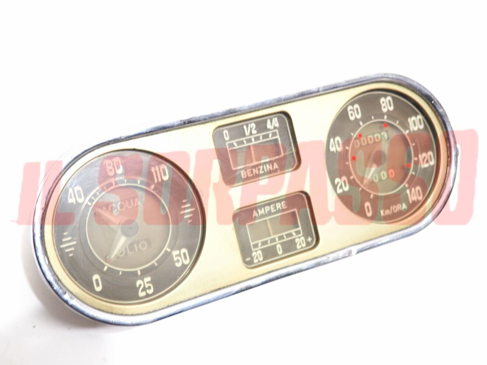 STRUMENTO CONTACHILOMETRI CRUSCOTTO FIAT 1400 BERLINA CABRIO ORIGINALE NOS