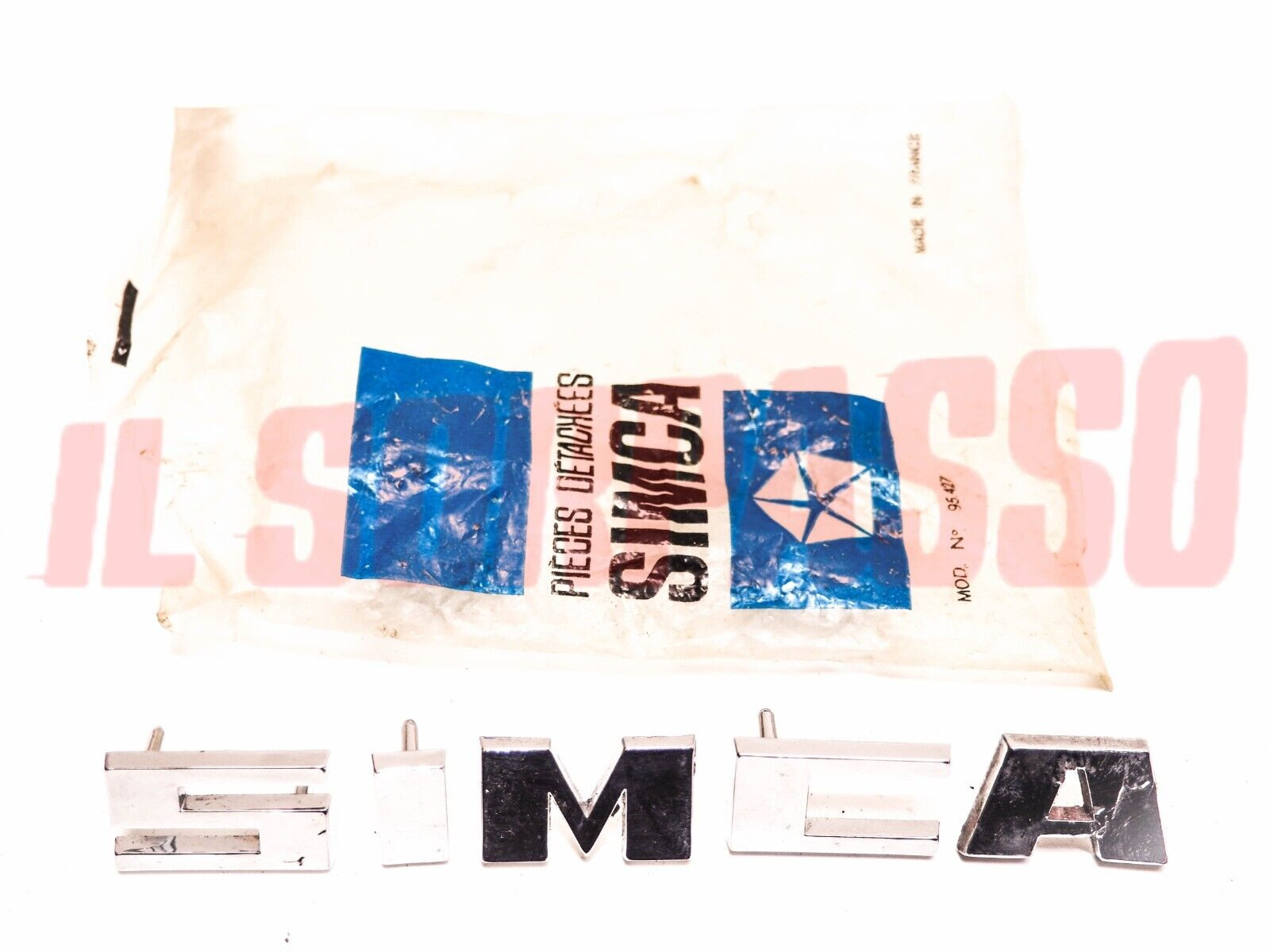 SCRITTA LETTERE FRONTALE SIMCA 1000 SERIGRAFIA PICCOLA ORIGINALE NOS