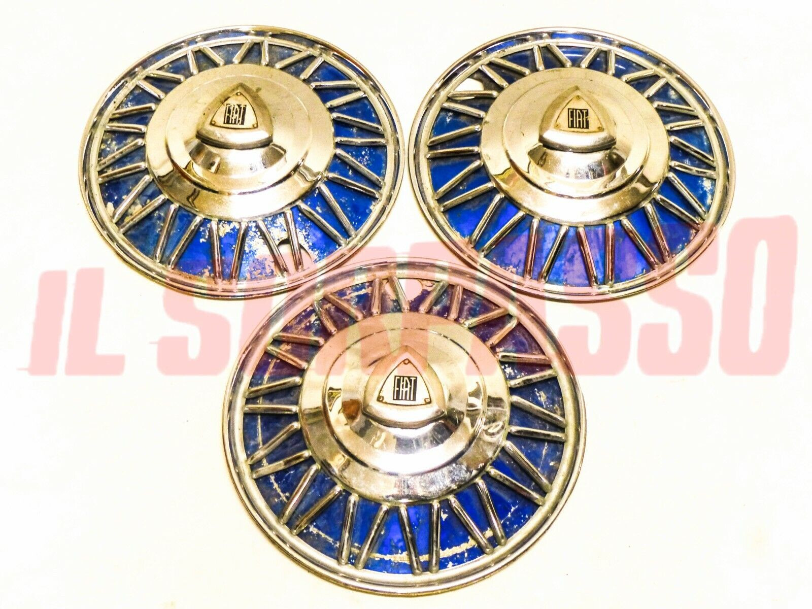 3 COPPE RUOTA BORCHIE CERCHI FUORISERIE FIAT 500 600 1100 103 + TV ORIGINALI