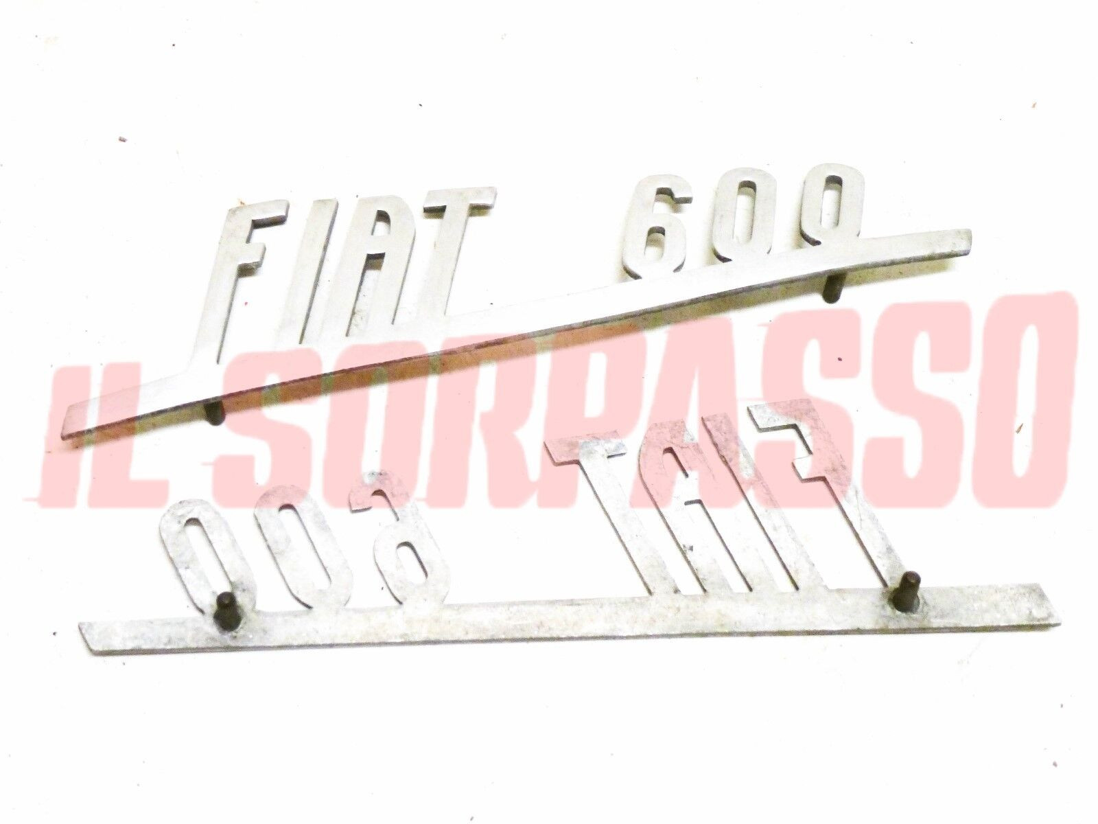 SCRITTA SIGLA COFANO POSTERIORE FIAT 600 + MULTIPLA ALLUMINIO ORIGINALE