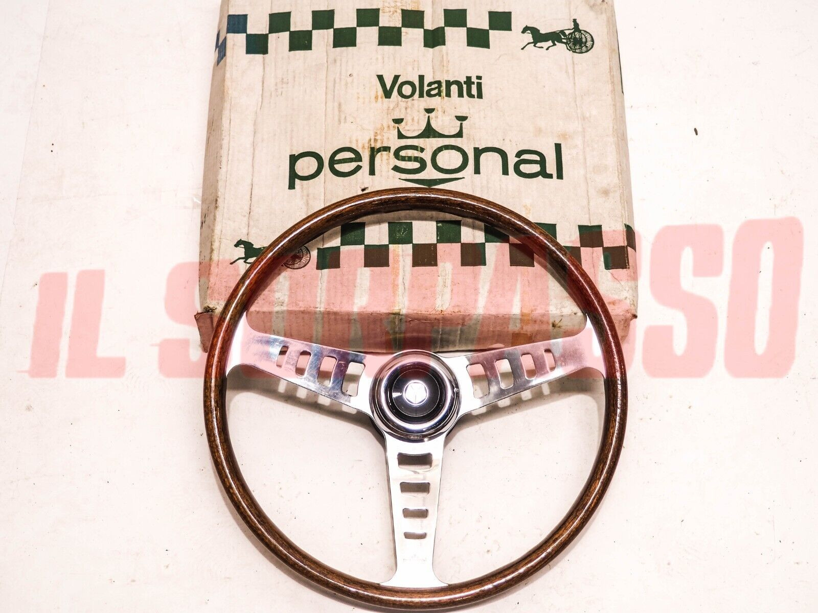 VOLANTE STERZO IN LEGNO RADICA + PULSANTE CLACSON SIMCA 1200 COUPE PERSONAL