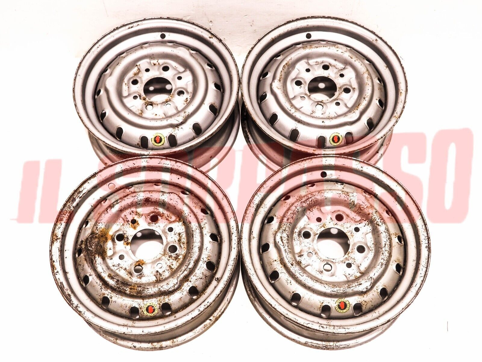 CERCHI RUOTA BORRANI 4,5 x 12 FIAT 600 750 850 ABARTH GIANNINI ORIGINALI