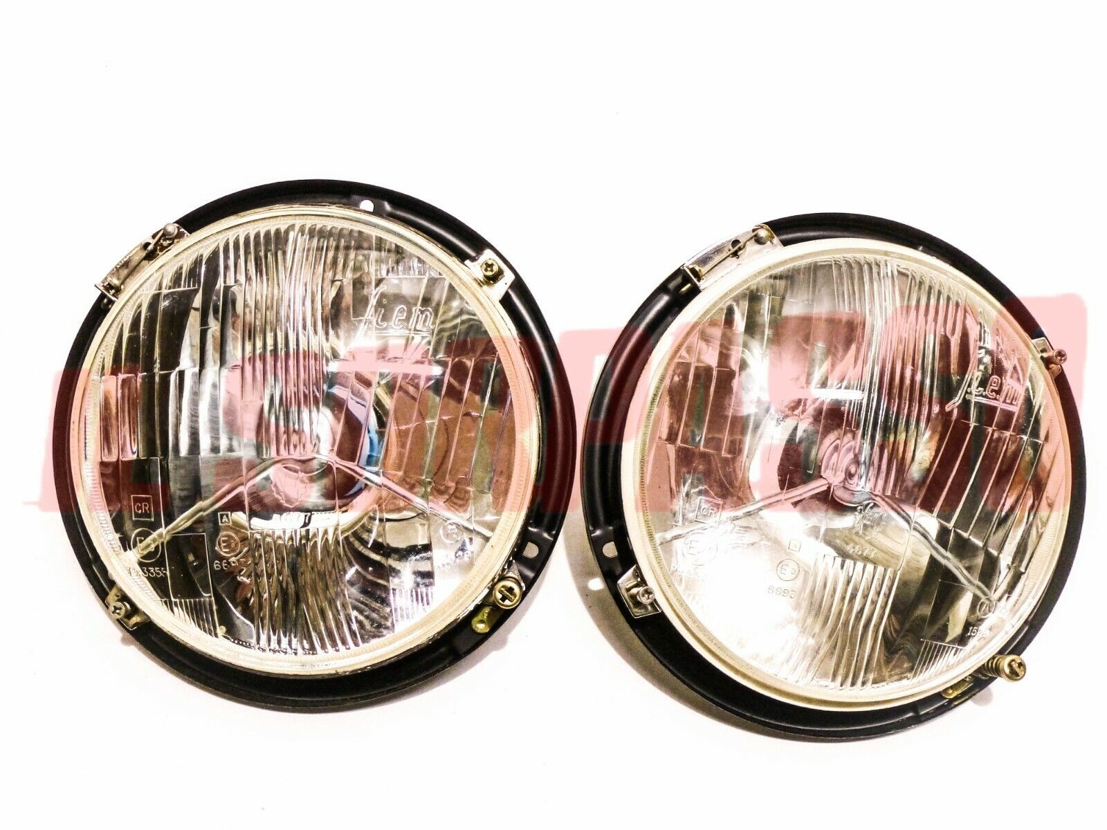 GRUPPI OTTICI FANALI + SEDI FARI FIAT 1100 D - R - 238 - 241 ORIGINALI SIEM 