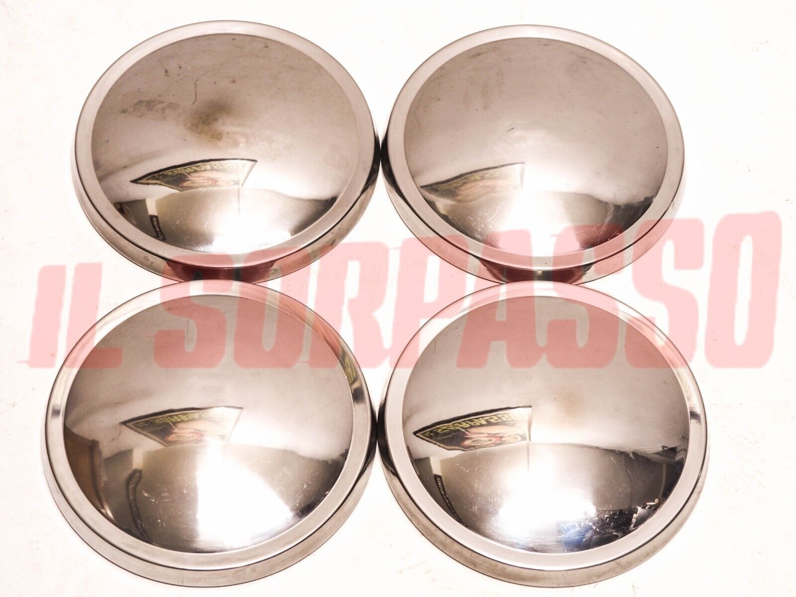 COPPE RUOTA BORCHIE AUTOBIANCHI BIANCHINA PANORAMICA ULTIMO TIPO ACCIAIO INOX