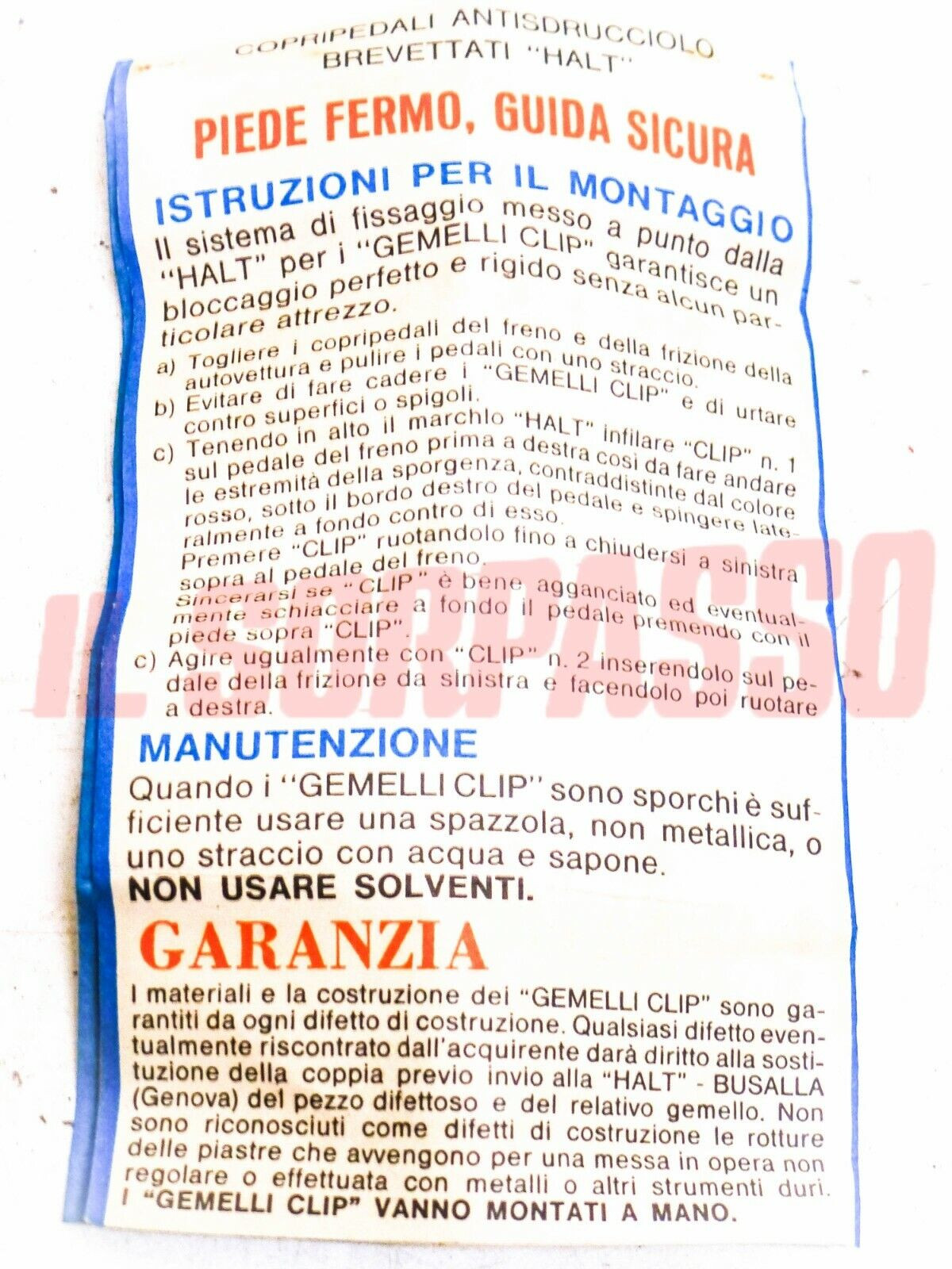 COPRI PEDALI ANTISCIVOLO OPEL KADETT ACCESSORI DELL'EPOCA