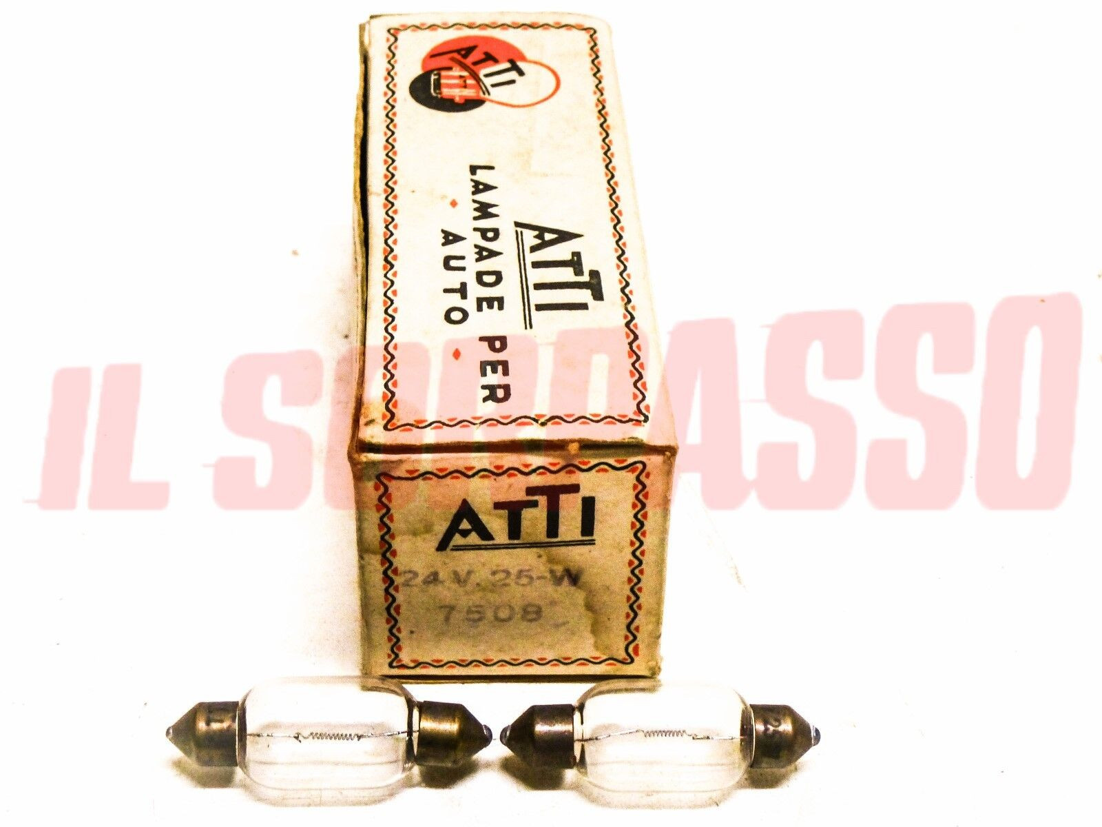 COPPIA LAMPADINE SILURO ORIGINALI ATTI AUTO CAMION TRATTORE 24 VOLT 25 WATT