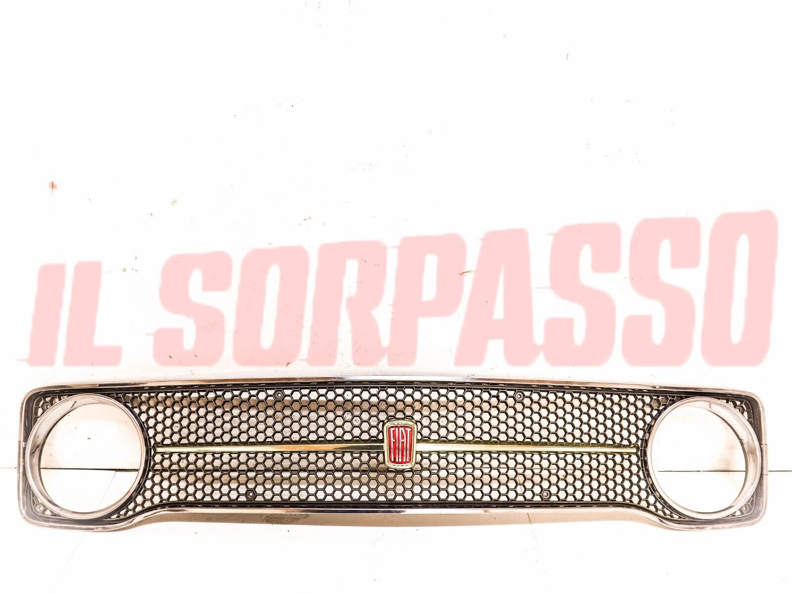 MASCHERINA GRIGLIA  + STEMMA ANTERIORE MODANATURE FIAT 128 BERLINA 1 SERIE ORIG