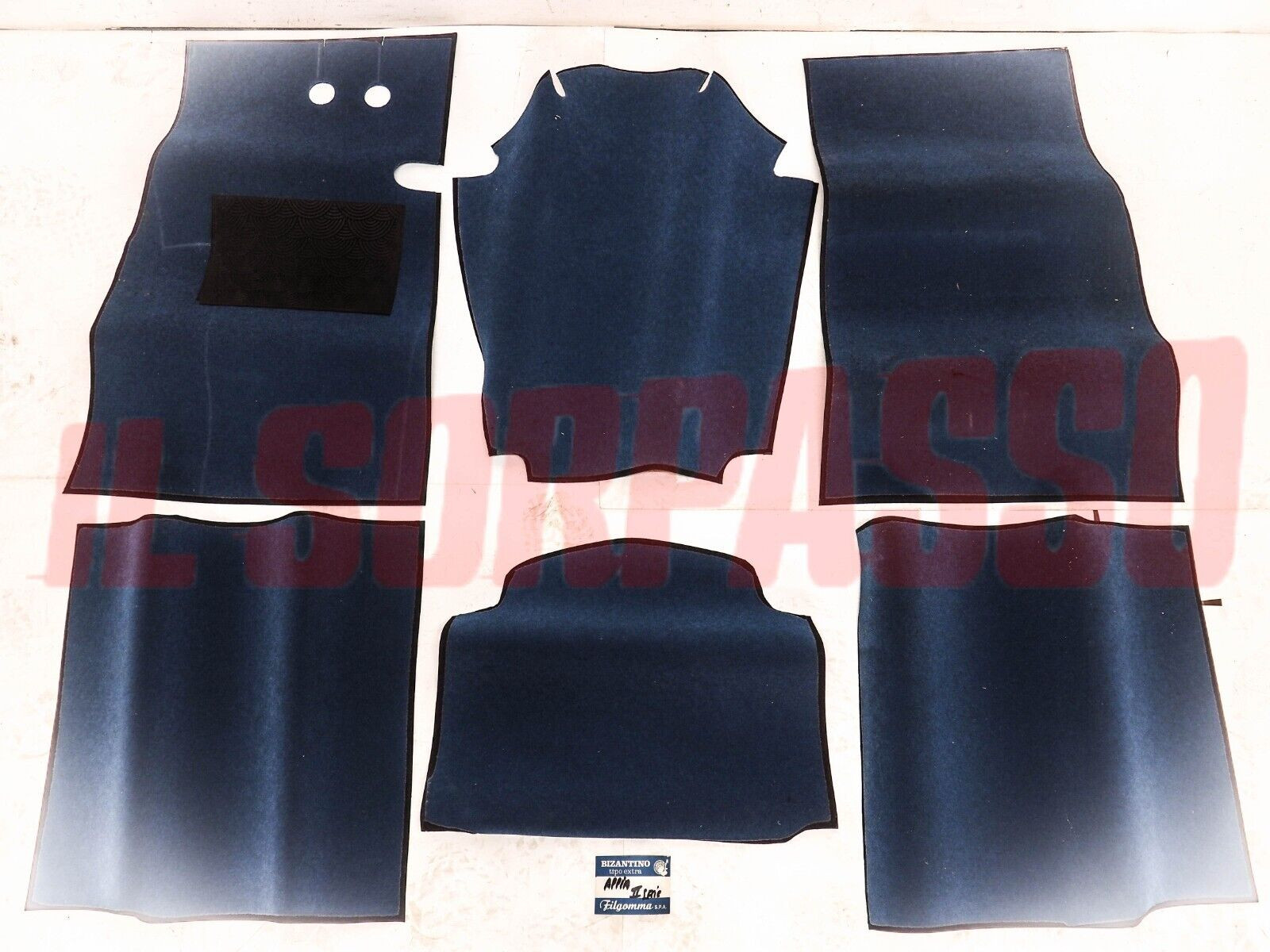 SOPRA TAPPETI GOMMA BLU E NERI LANCIA APPIA 2 SERIE MOQUETTE ORIGINALI BIZANTINO