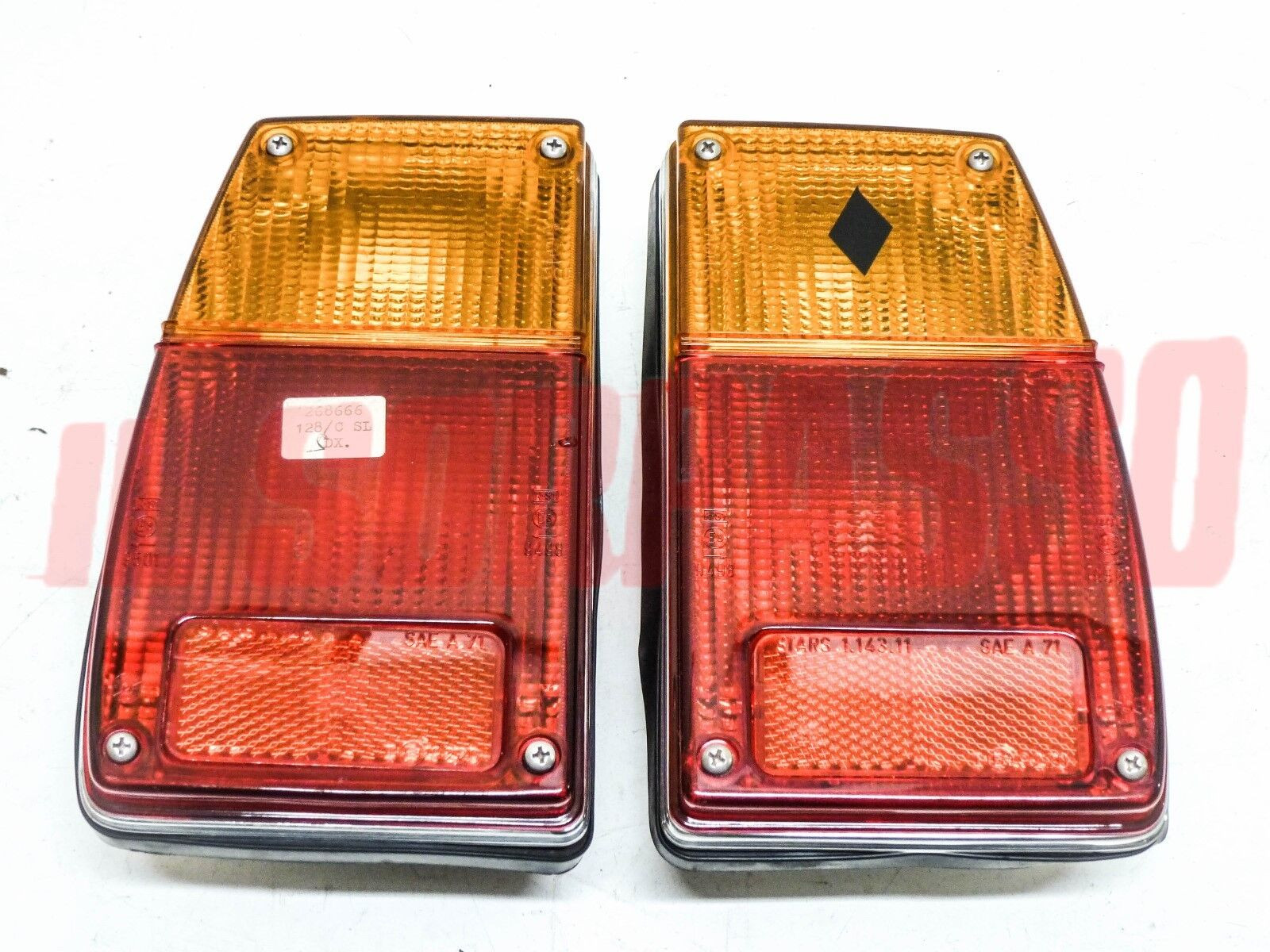 FANALI FARI POSTERIORI DESTRO SINISTRO FIAT 128 COUPE SL STARS BORDO CROMATO