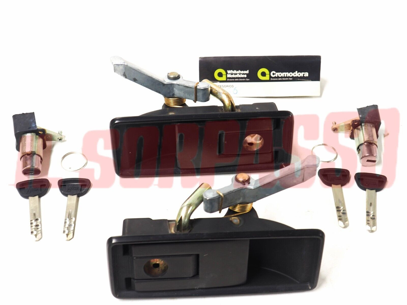 MANIGLIE PORTA + BLOCCHETTI DESTRA + SINISTRA LANCIA BETA COUPE HPE SPIDER NERE