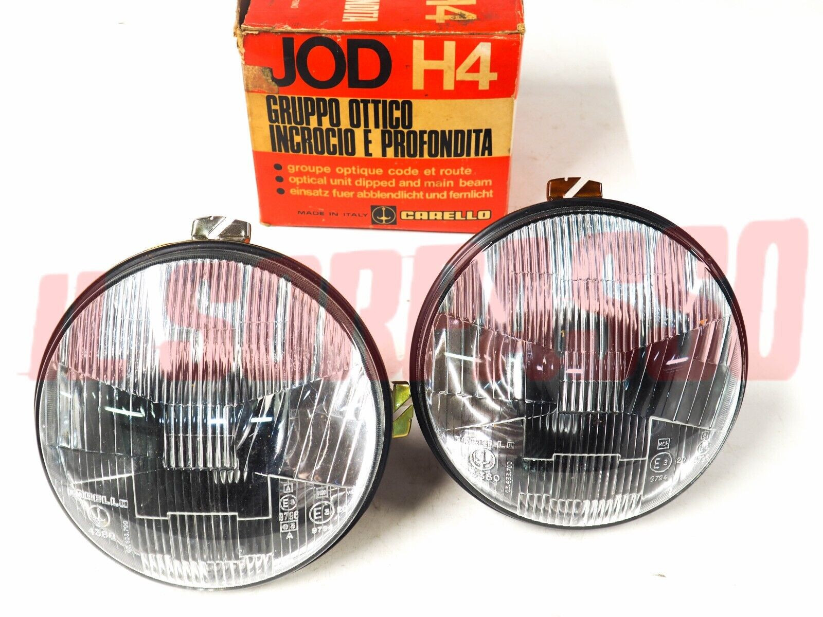 GRUPPI OTTICI FANALI FARI CARELLO H4 FIAT 128 BERLINA DA APRILE 71 + RALLY