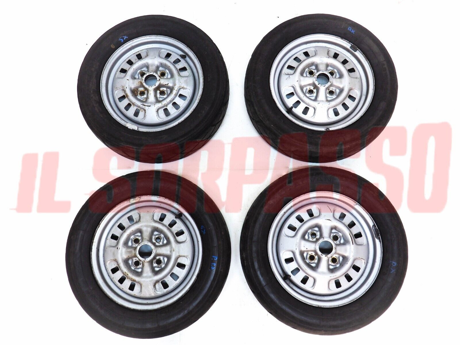 CERCHI RUOTA + GOMME DA CORSA PISTA AUTOBIANCHI A112 + ABARTH 4 5 SERIE + ABARTH