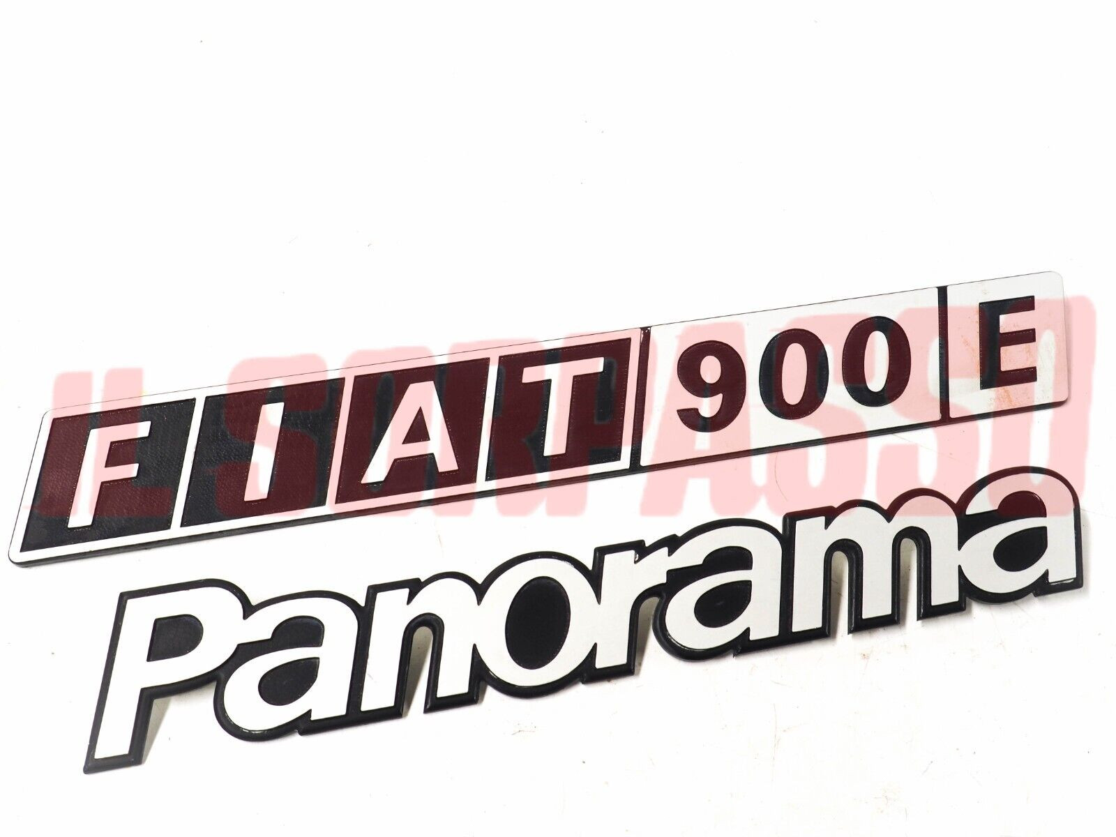 SCRITTA SIGLA PORTELLONE POSTERIORE + COFANO FIAT 900 E PANORAMA  ORIGINALE