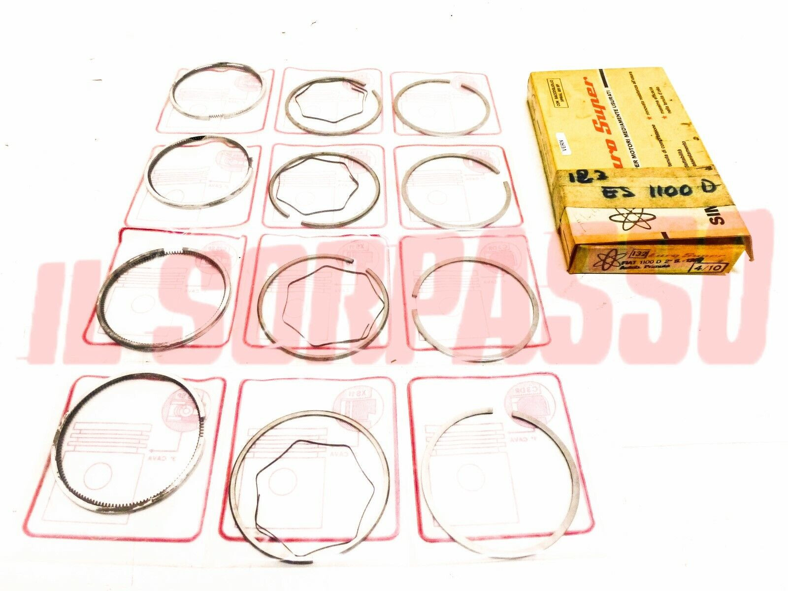 FASCE PISTONI MOTORE FIAT 1100 D 2S - 1300 - PRIMULA EURO SUPER MAGG. 4/10