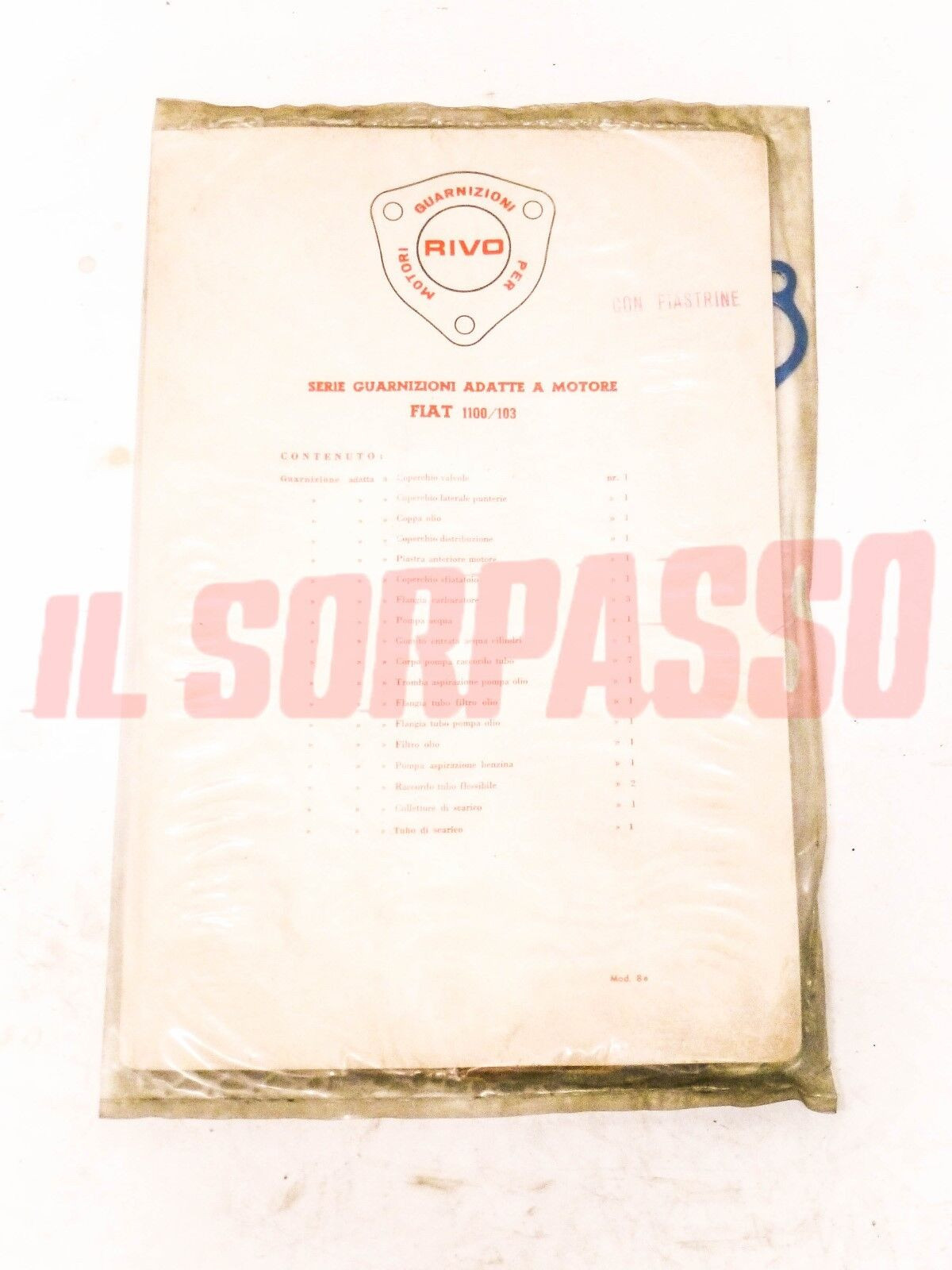 GUARNIZIONI KIT SERIE MOTORE + PIASTRINE FERMI FIAT 1100 103 1 SERIE ORIGINALI