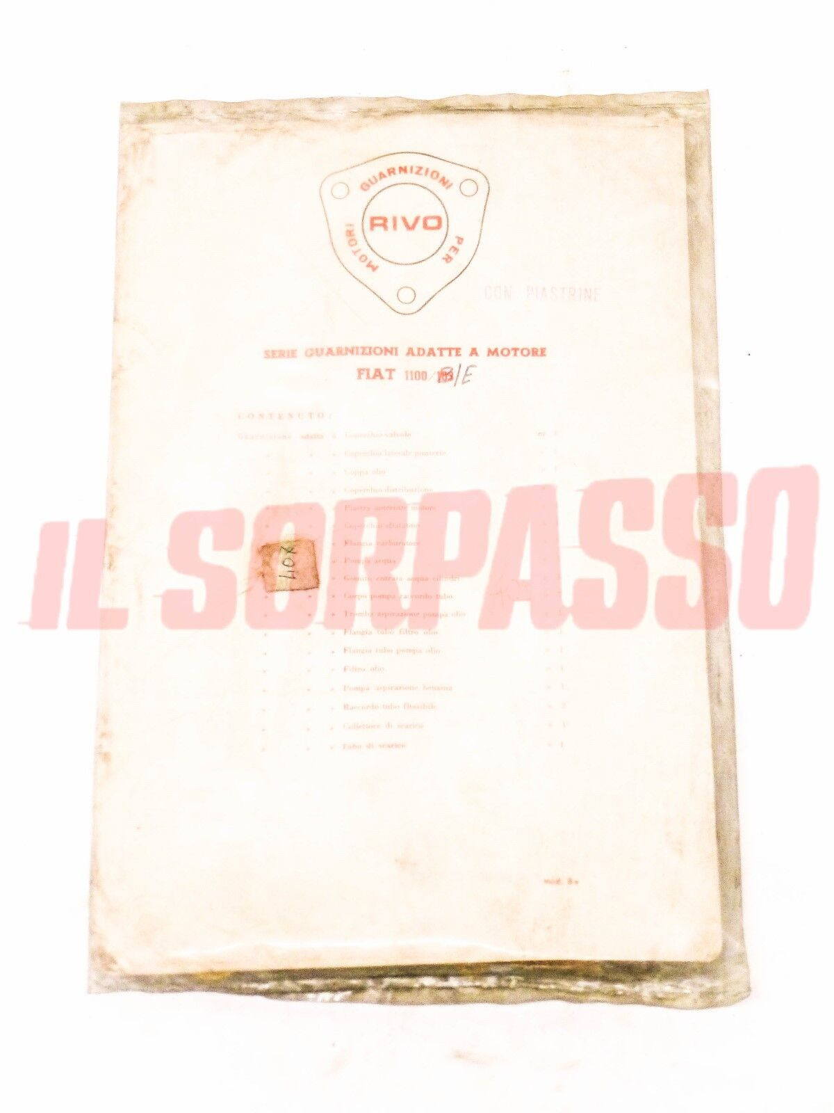 GUARNIZIONI KIT SERIE MOTORE + PIASTRINE FERMI FIAT 1100 B - E ORIGINALI