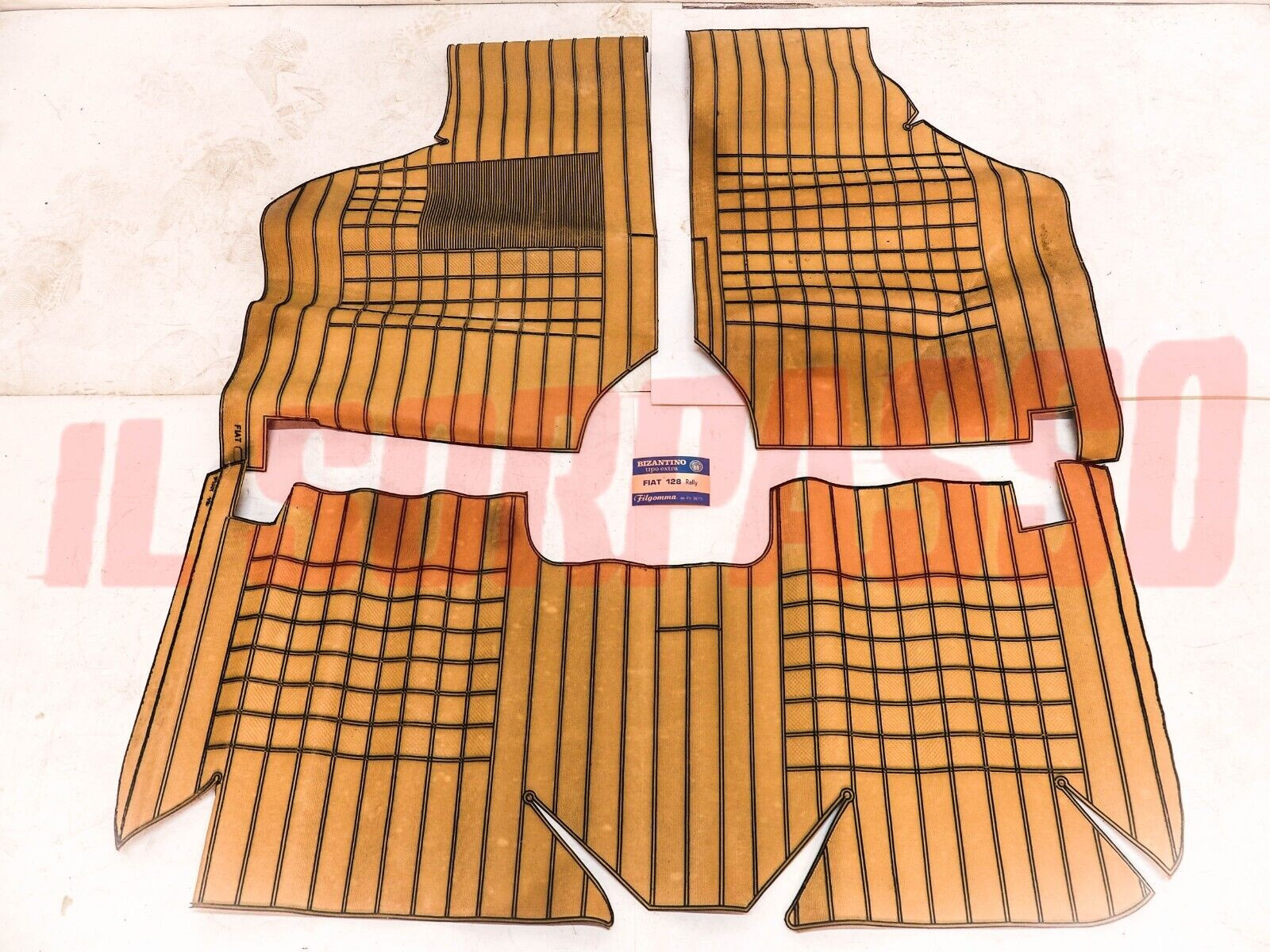 SOPRA TAPPETI BEIGE E NERI FIAT 128 RALLY ORIGINALI BIZANTINO FILGOMMA