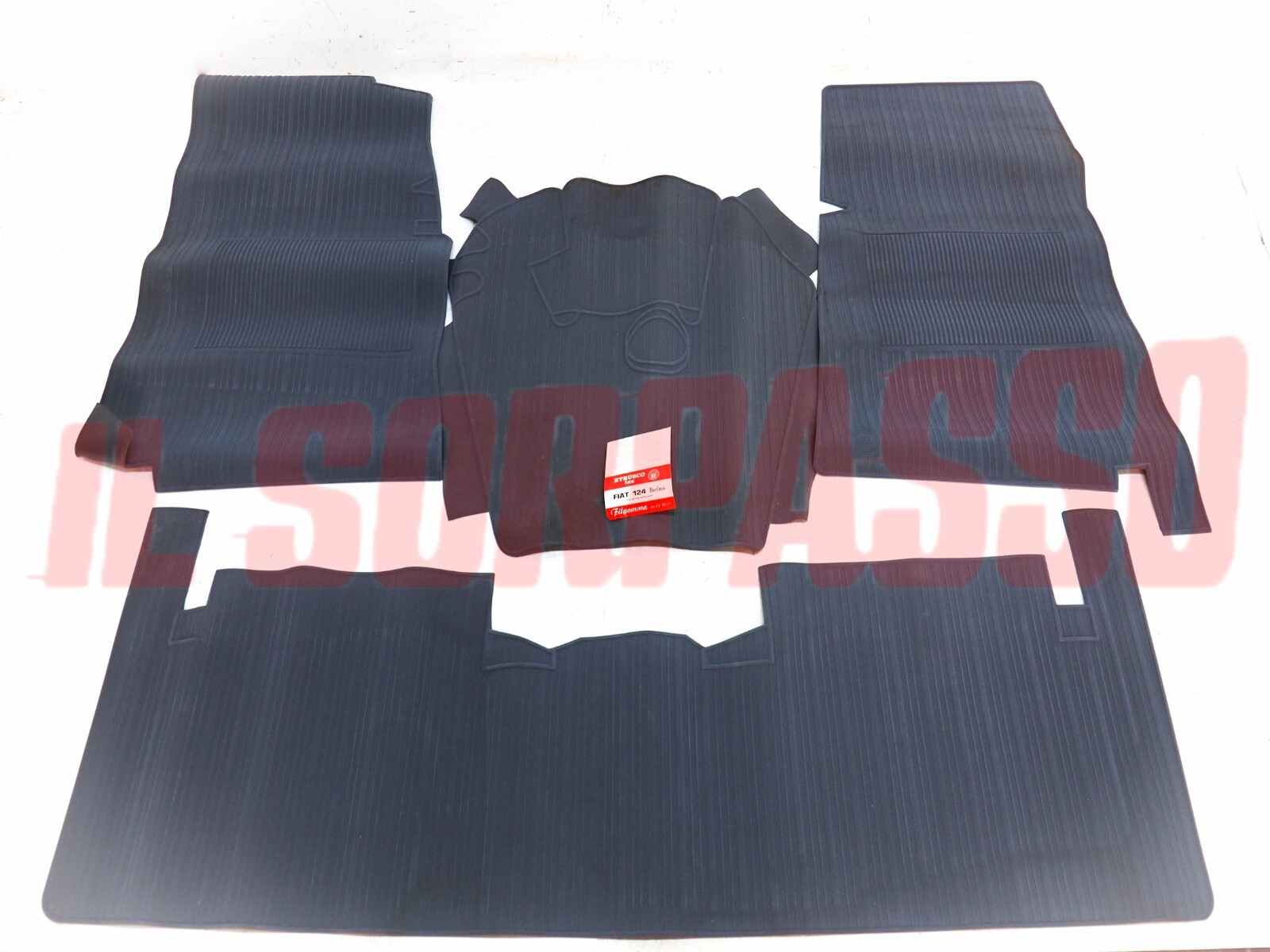 SOPRA TAPPETI GRIGI IN MOQUETTE FIAT 124 BERLINA CON PONTE ORIGINALI FILGOMMA