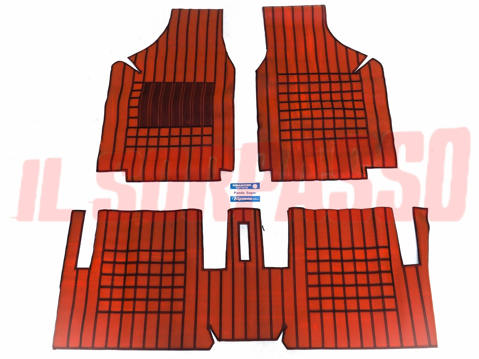 SOPRA TAPPETI IN GOMMA ROSSI E NERI FIAT PANDA SUPER ORIGINALI FILGOMMA