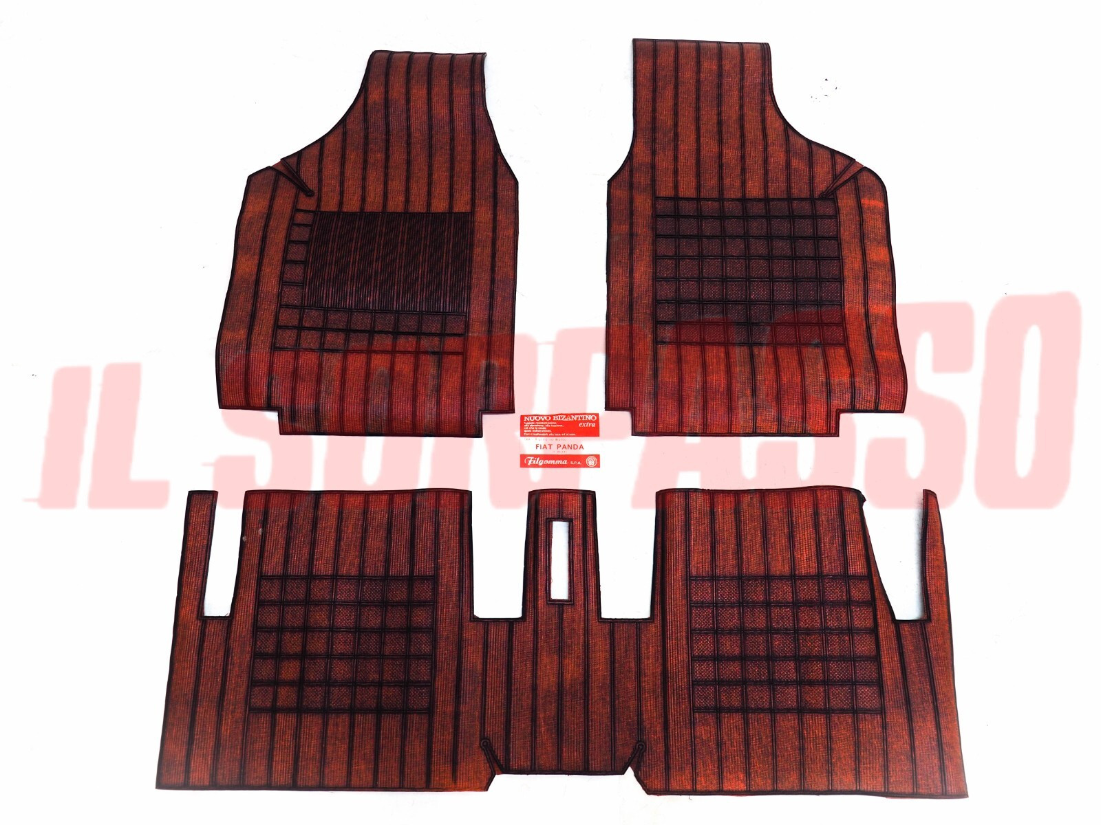 SOPRA TAPPETI IN GOMMA ROSSI E NERI FIAT PANDA 750 - 1000 cc ORIGINALI FILGOMMA