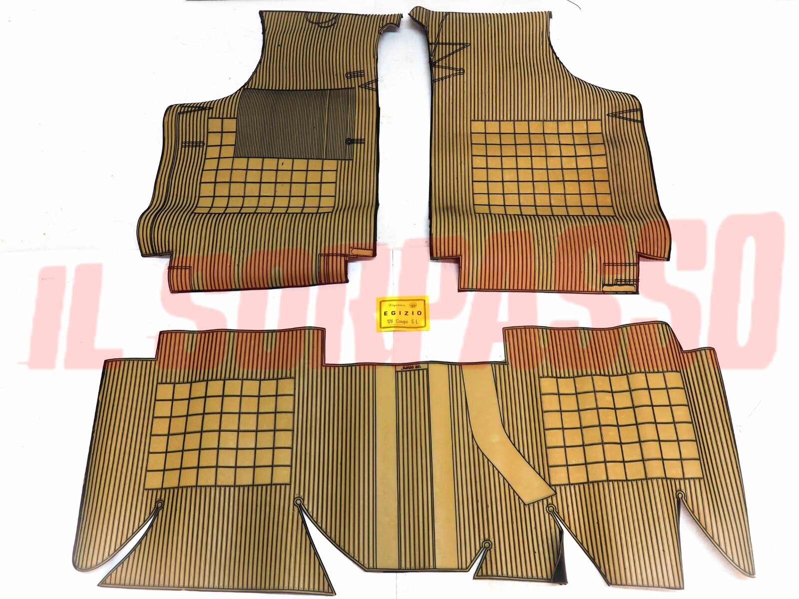 SOPRA TAPPETI BEIGE E NERI FIAT 128 COUPE SL ORIGINALI EGIZIO FILGOMMA