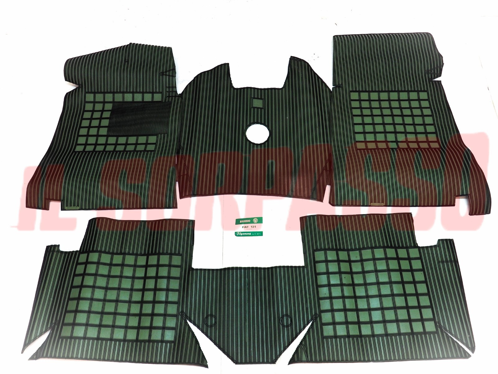 SOPRA TAPPETI VERDI E NERI CON PONTE FIAT 131 + ABARTH ORIGINALI FILGOMMA