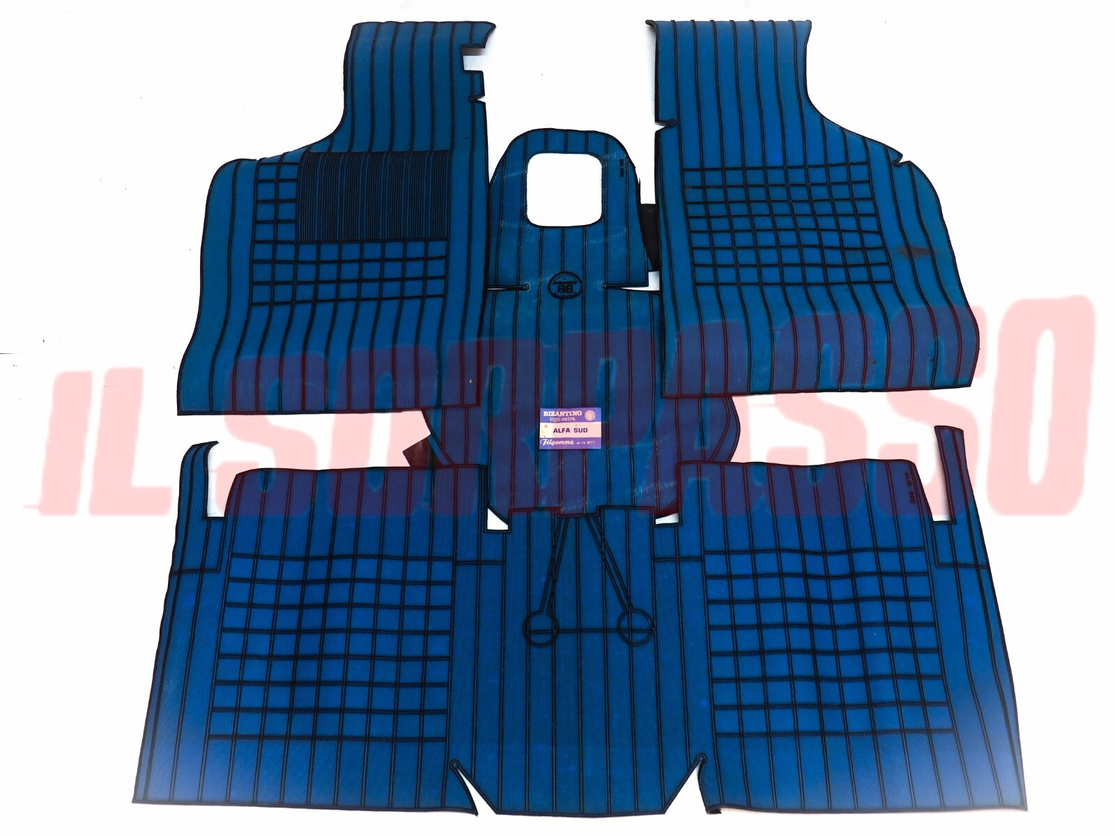 SOPRA TAPPETI GOMMA AZZURRI NERI + TUNNEL ALFA ROMEO ALFA SUD ORIGINALI FILGOMMA