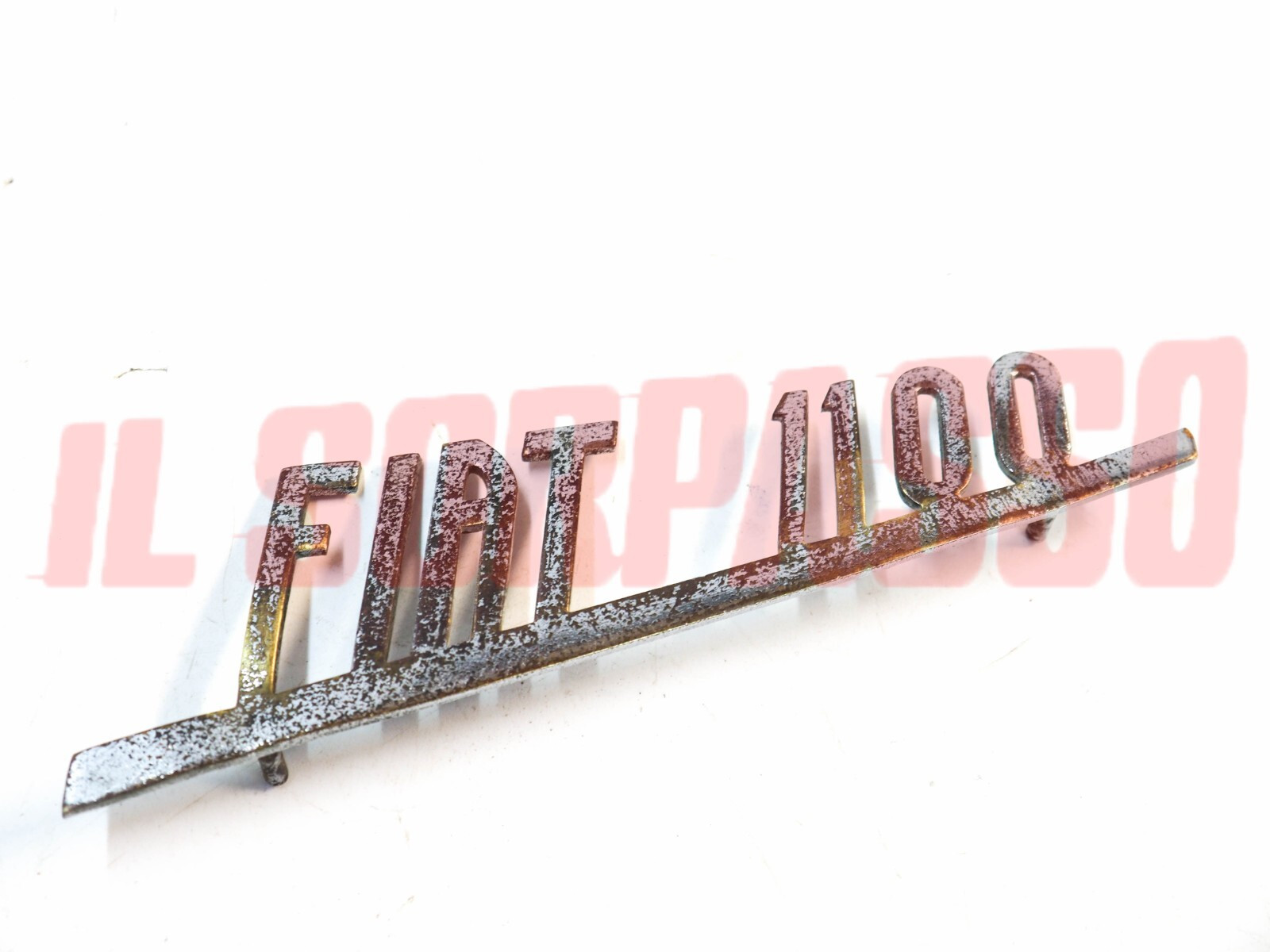SCRITTA SIGLA COFANO POSTERIORE FIAT 1100 103 ORIGINALE CROMATA USATA