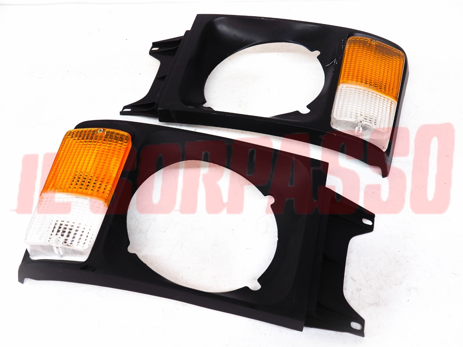 CORNICI CERCHI FARO + FANALINI DESTRO + SINISTRO IVECO OM 40 50 ORIGINALI NERE