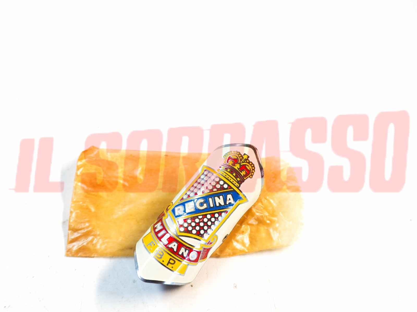 STEMMA LOGO FREGIO SMALTATO CANOTTO BICI BICICLETTA REGINA MILANO ORIGINALE