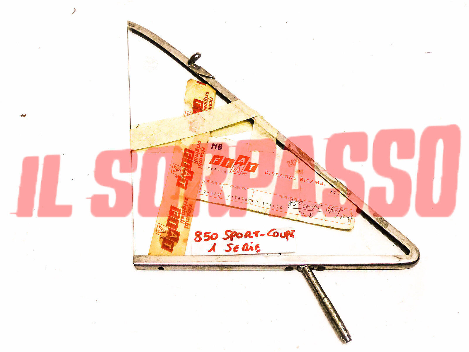 VETRO DEFLETTORE + TELAIO CORNICE PORTA DESTRA FIAT 850 COUPE SPORT ORIGINALE