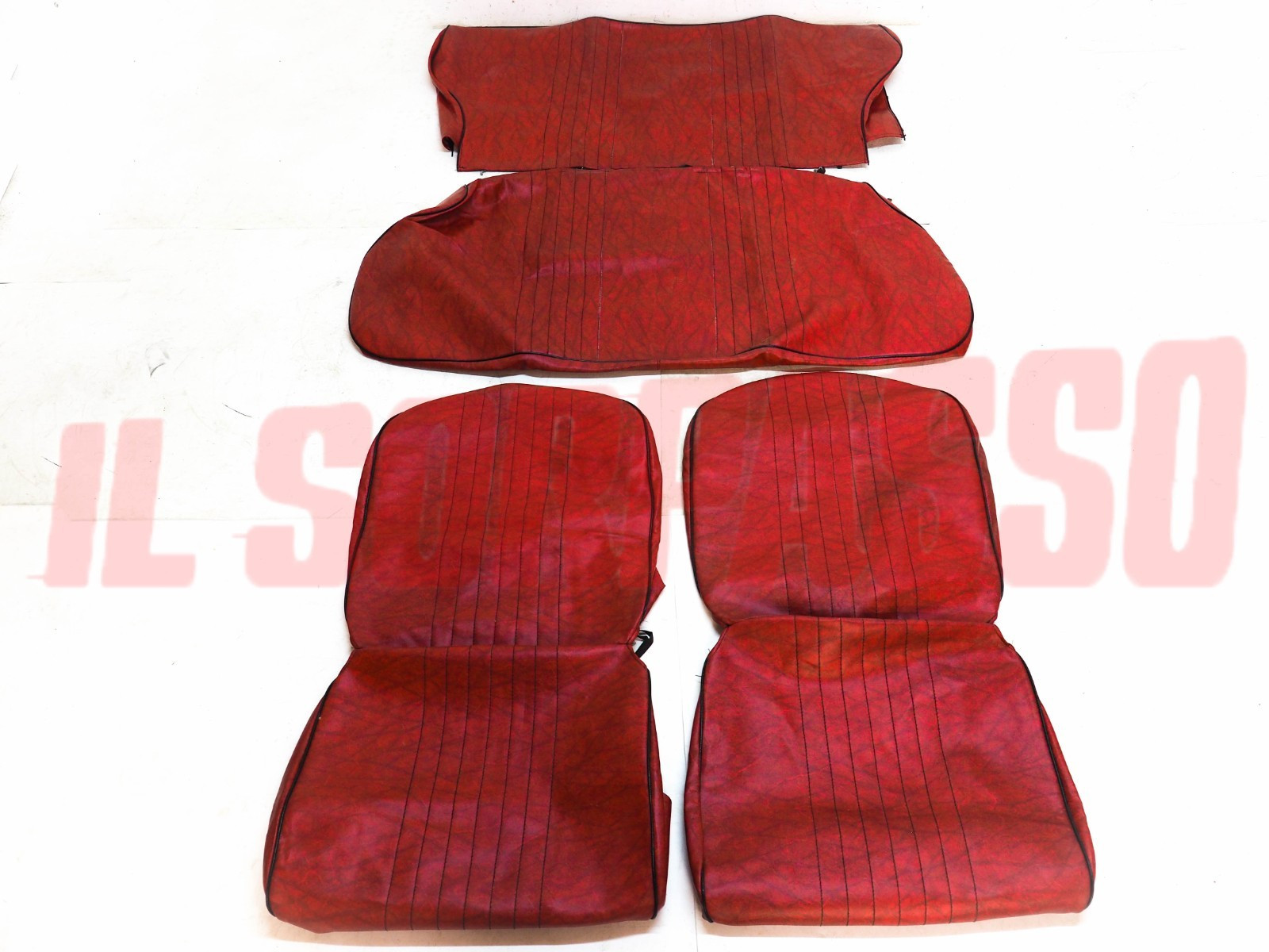 FODERE COPRI SEDILI ANTERIORI + POSTERIORI FIAT 127 3 PORTE 1 SERIE ROSSE