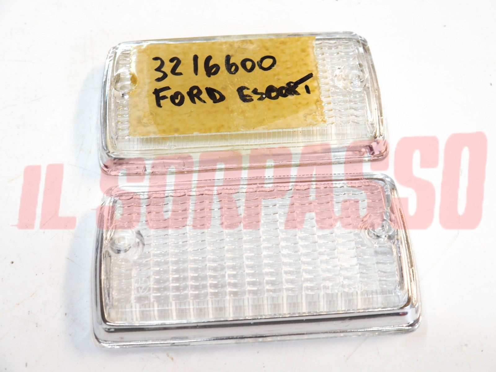 PLASTICHE FANALINI ANTERIORI BIANCHE BORDO CROMATO FORD ESCORT MK1