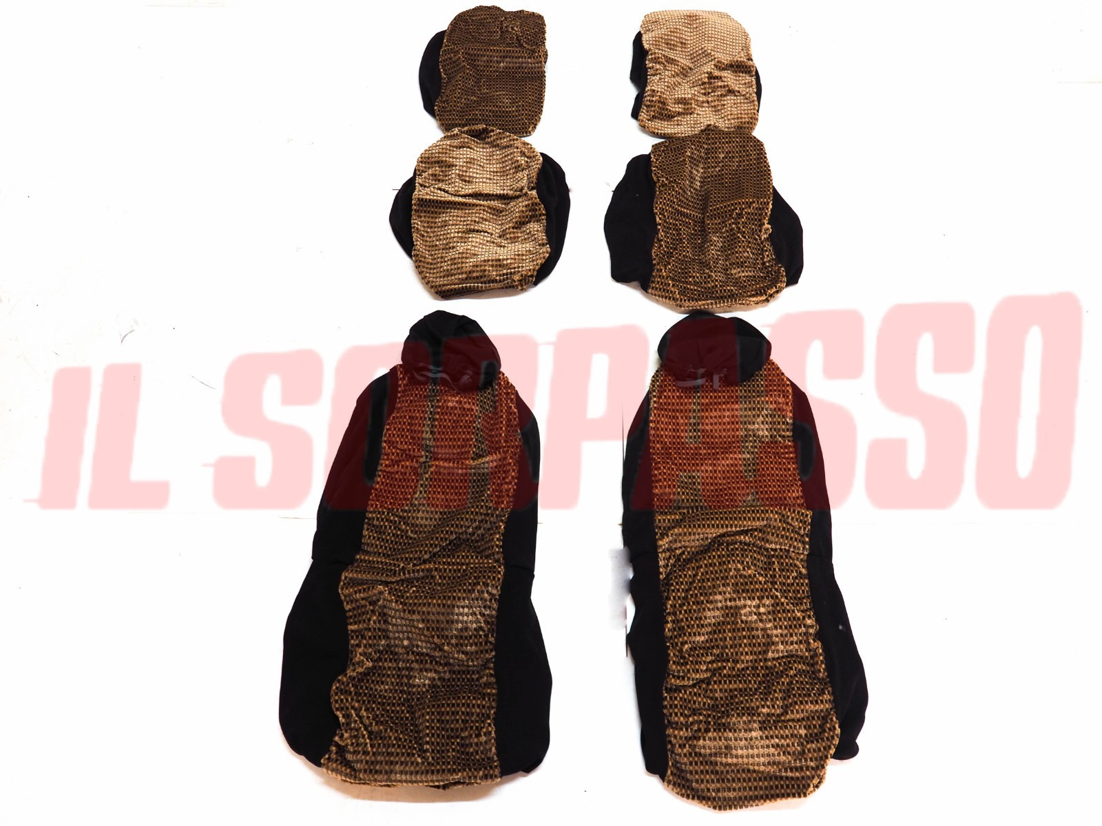 FODERE TAPPEZZERIA COPRI SEDILI MARRONI + POGGIATESTA AUTOBIANCHI A112 + ABARTH