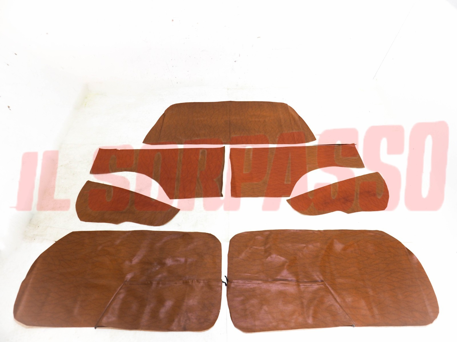 FODERE COPRI PANNELLI PORTA + POSTERIORI + CAPPELLIERA FIAT 600 D E MARRONI NOS