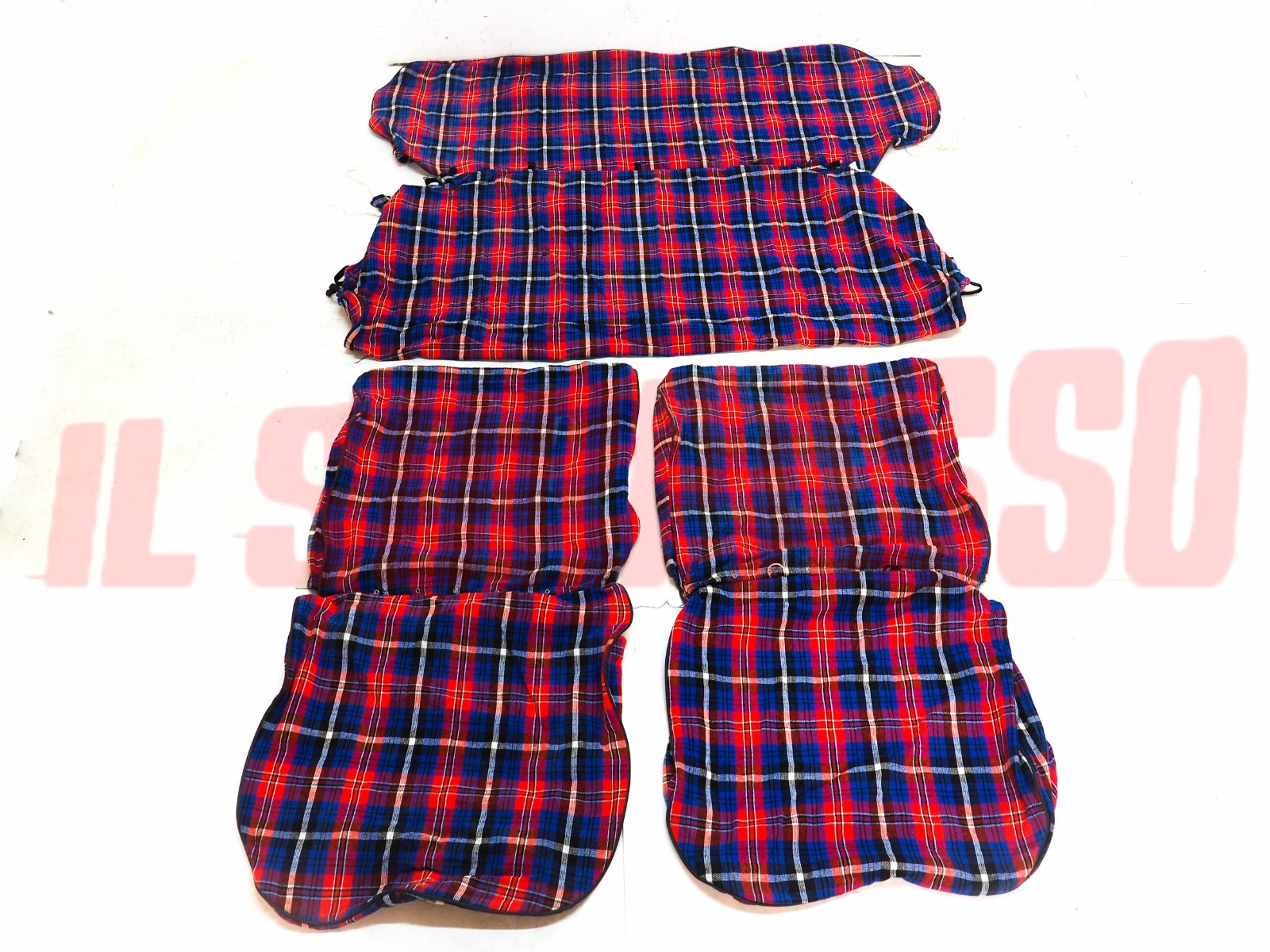 FODERE TAPPEZZERIA COPRI SEDILI BLU A QUADRI FIAT 124 BERLINA 1 SERIE RECORD