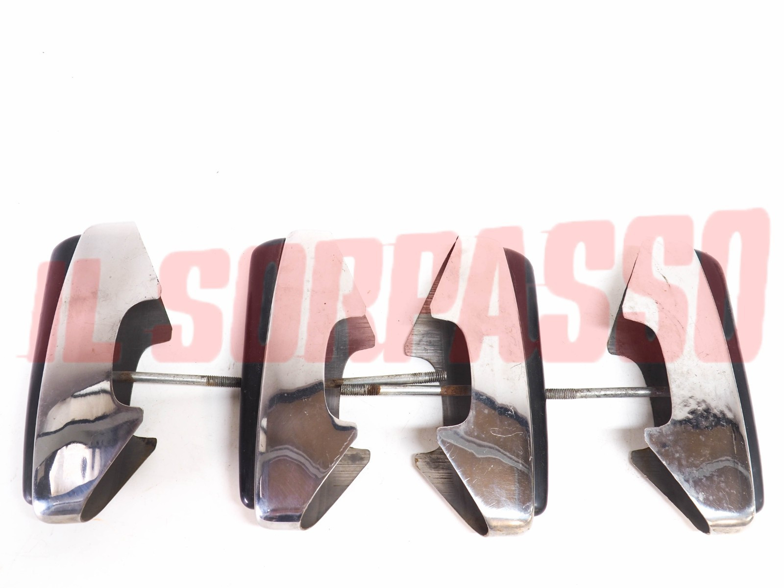 ROSTRI BORCHIE PARAURTI CON GOMMA FIAT 500 N D 600 FUORISERIE INOX USATI